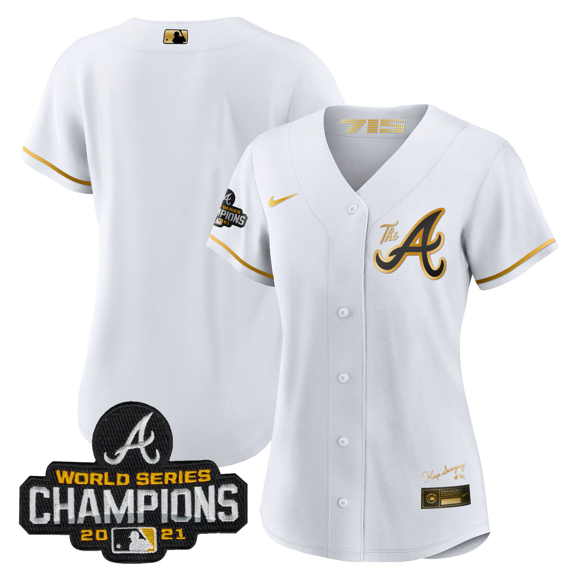 Women's Atlanta Braves Champions City Connect Gold Jersey - All Stitched - Image 10