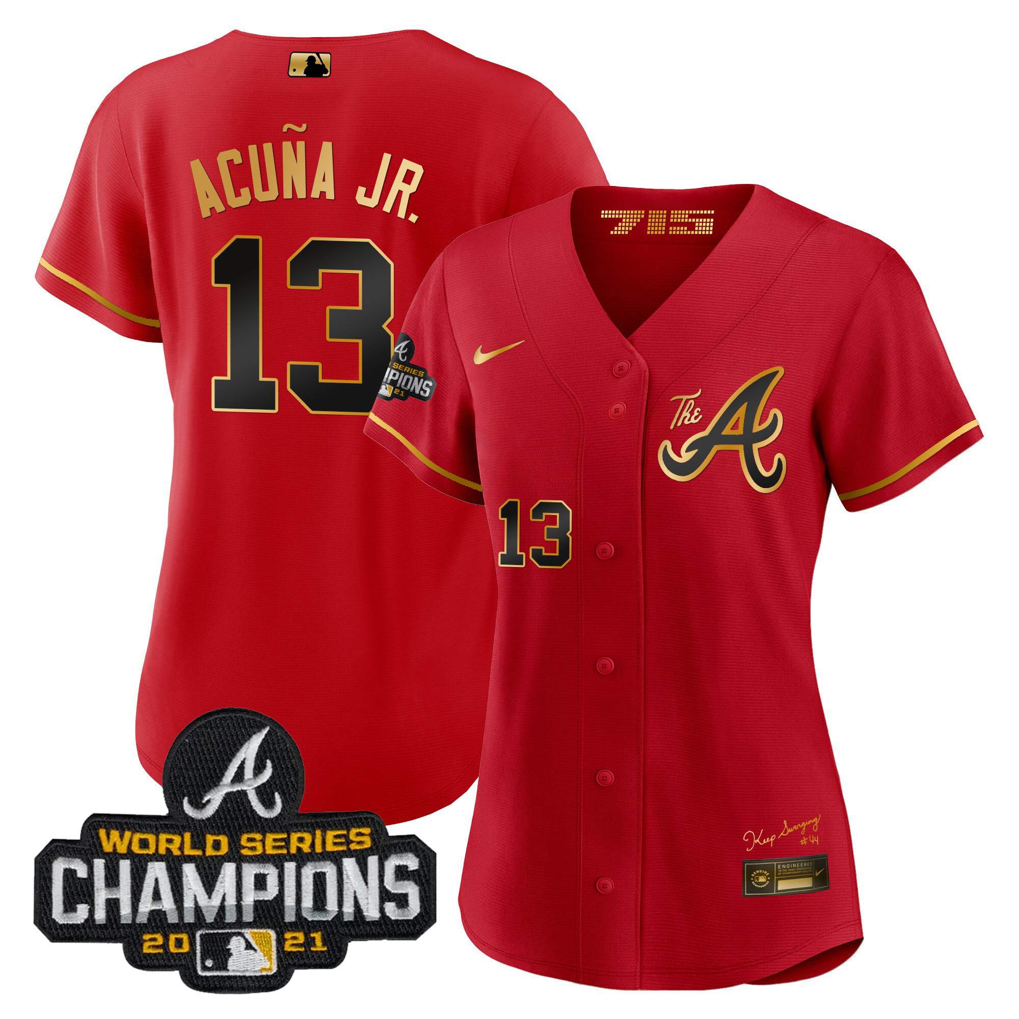 Women's Atlanta Braves Champions City Connect Gold Jersey - All Stitched - Image 21