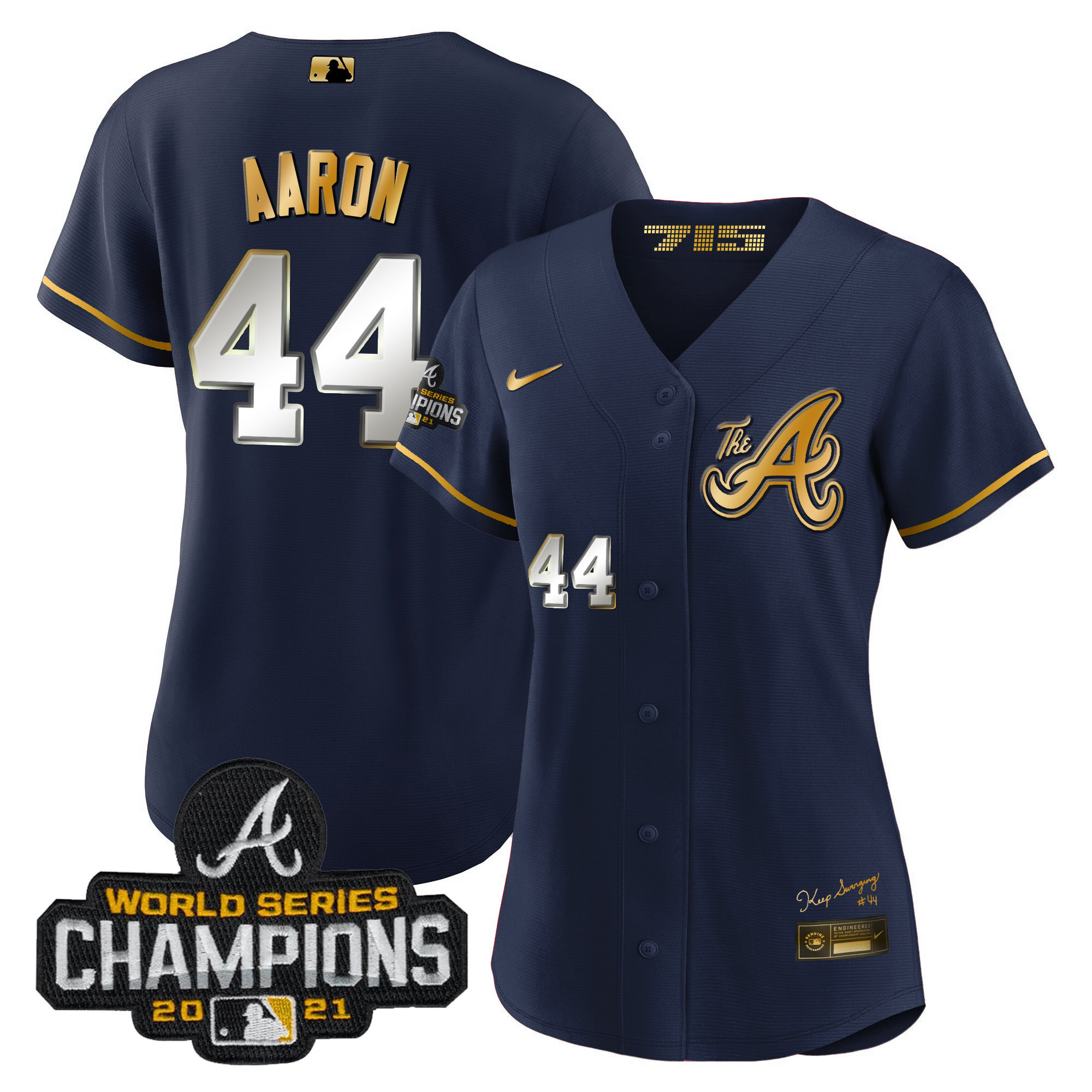 Women's Atlanta Braves Champions City Connect Gold Jersey - All Stitched - Image 38