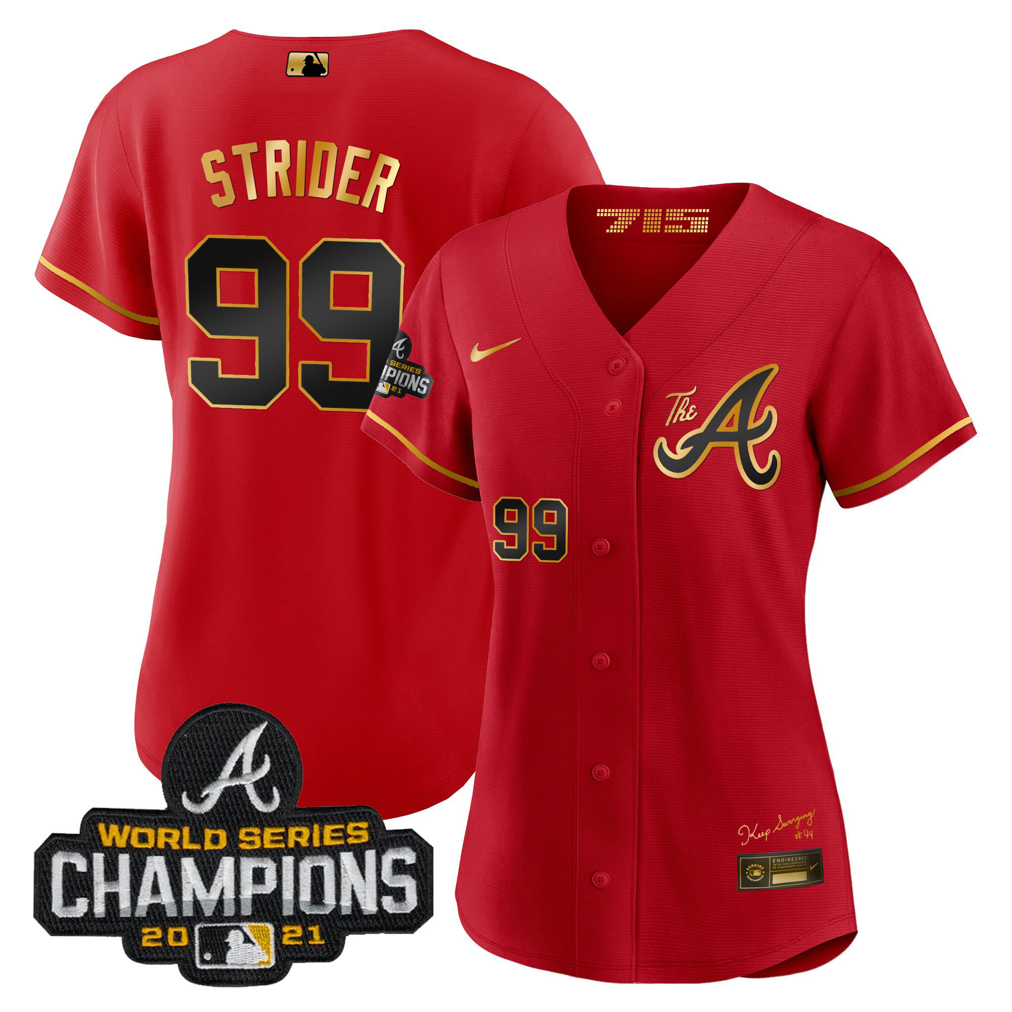 Women's Atlanta Braves Champions City Connect Gold Jersey - All Stitched - Image 29