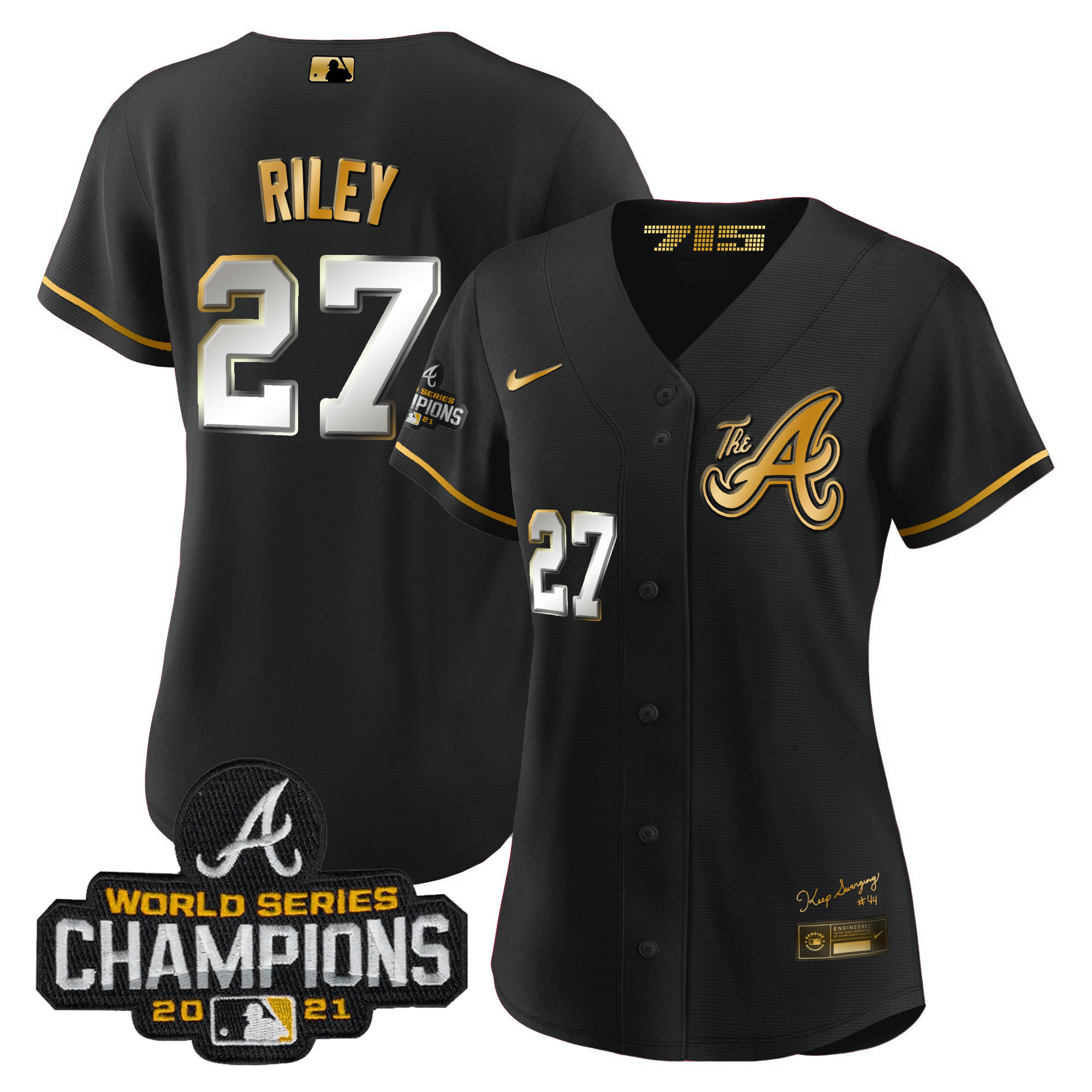 Women's Atlanta Braves Champions City Connect Gold Jersey - All Stitched - Image 13