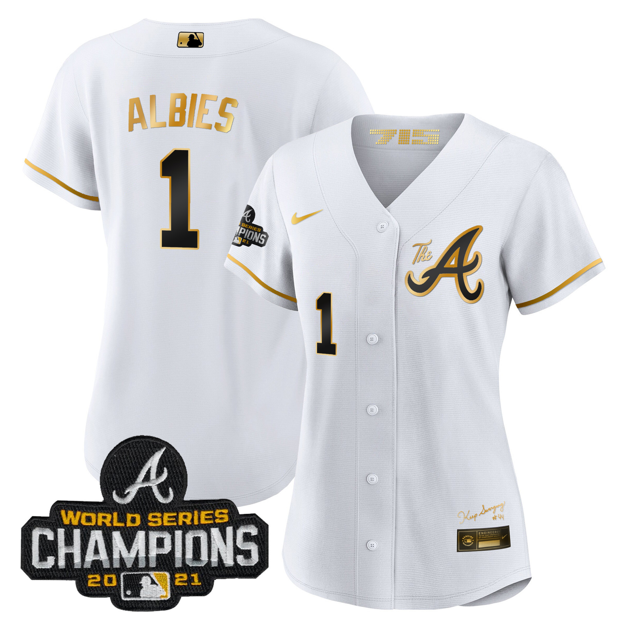 Women's Atlanta Braves Champions City Connect Gold Jersey - All Stitched - Image 6