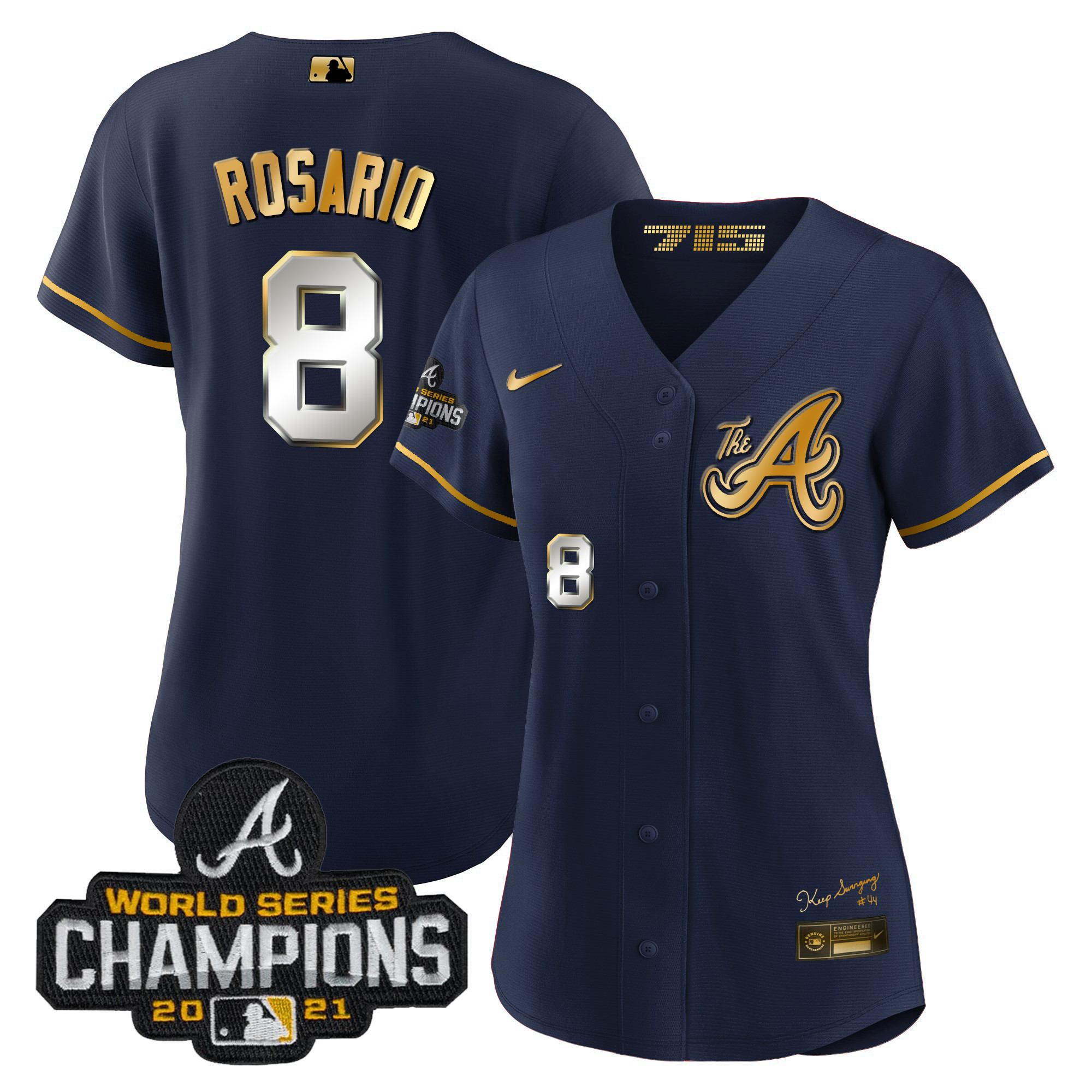 Women's Atlanta Braves Champions City Connect Gold Jersey - All Stitched - Image 37