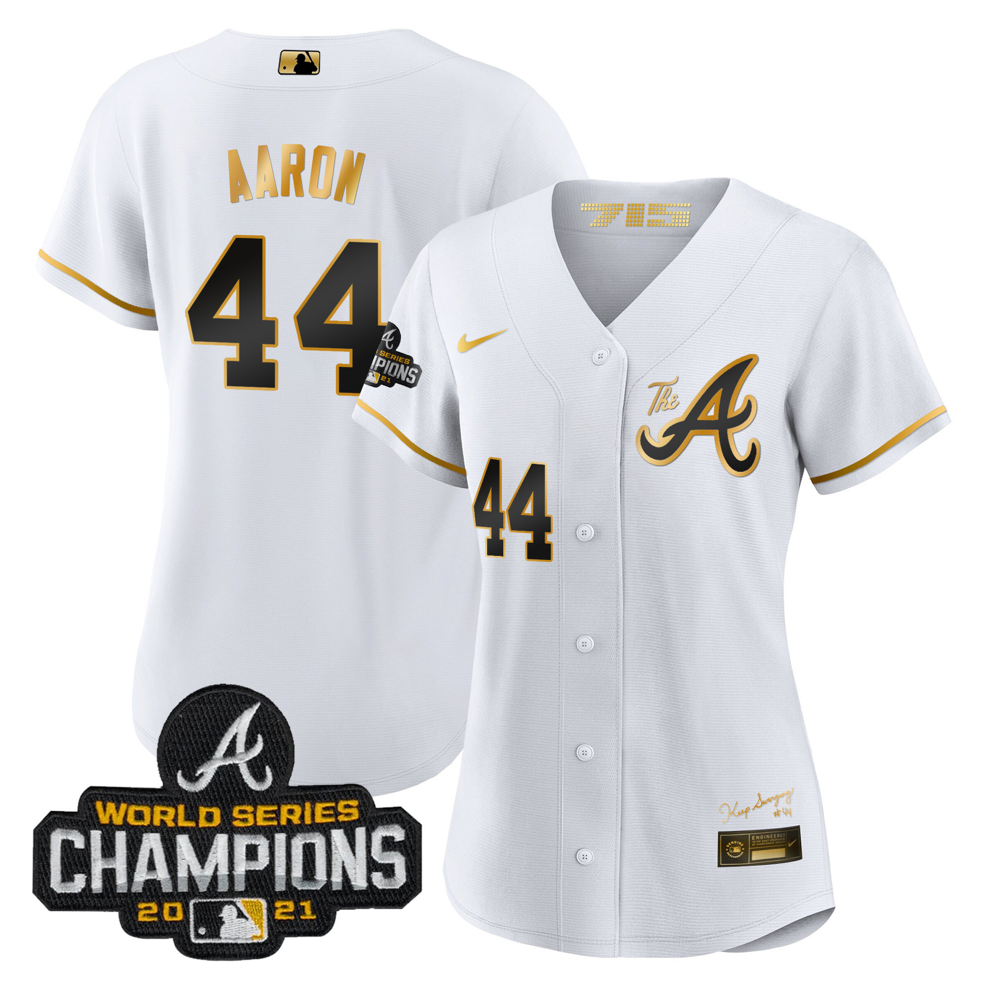 Women's Atlanta Braves Champions City Connect Gold Jersey - All Stitched - Image 8