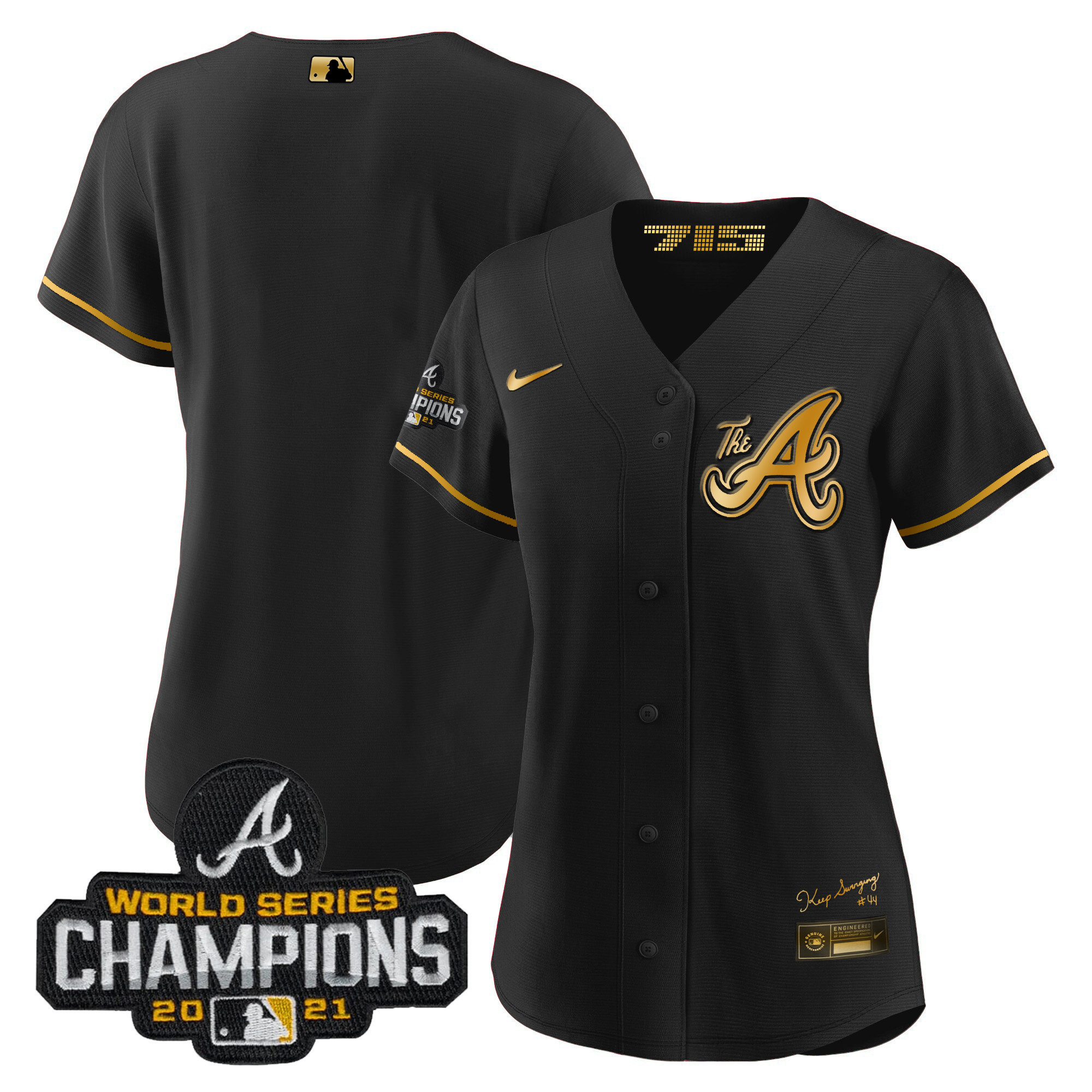 Women's Atlanta Braves Champions City Connect Gold Jersey - All Stitched - Image 20