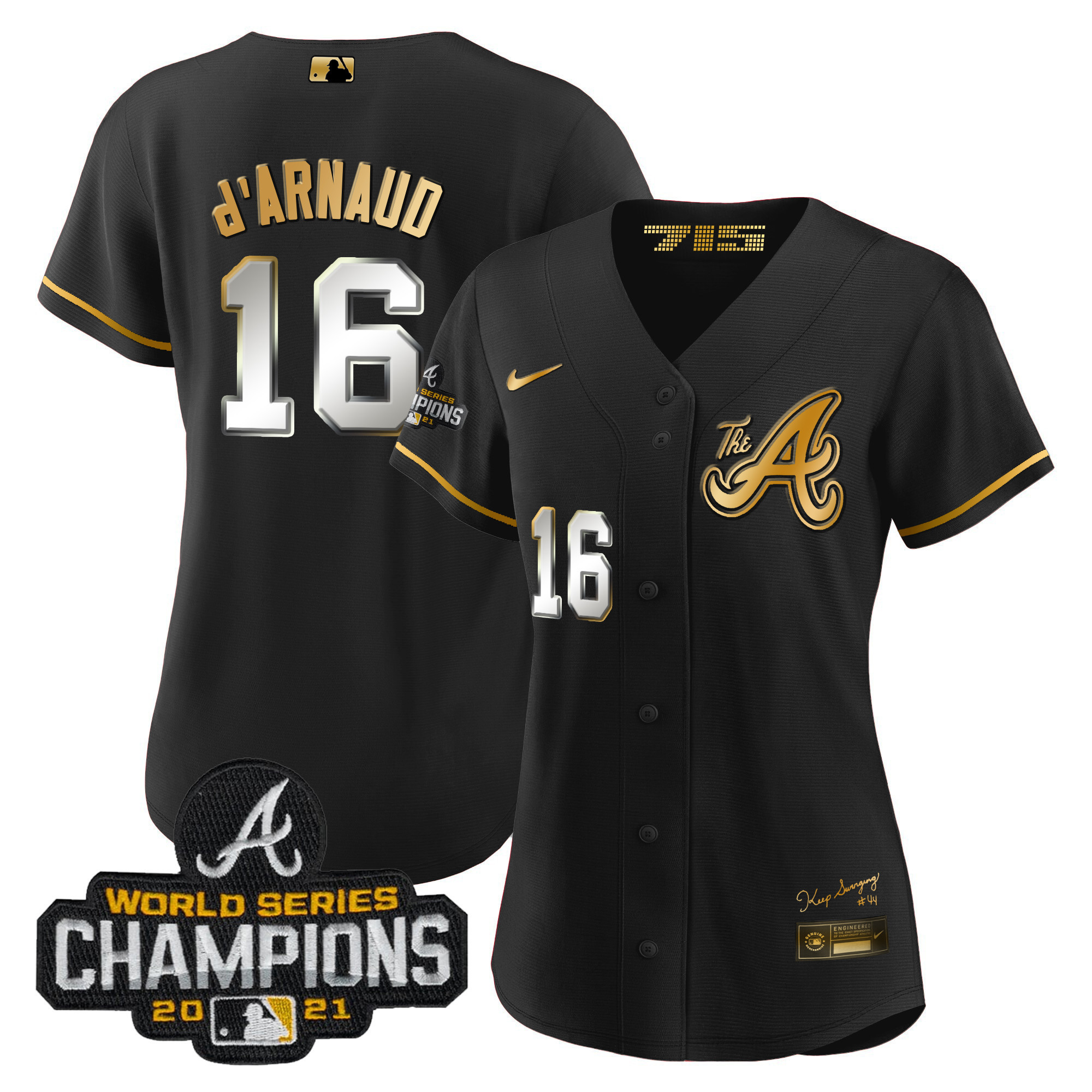 Women's Atlanta Braves Champions City Connect Gold Jersey - All Stitched - Image 12