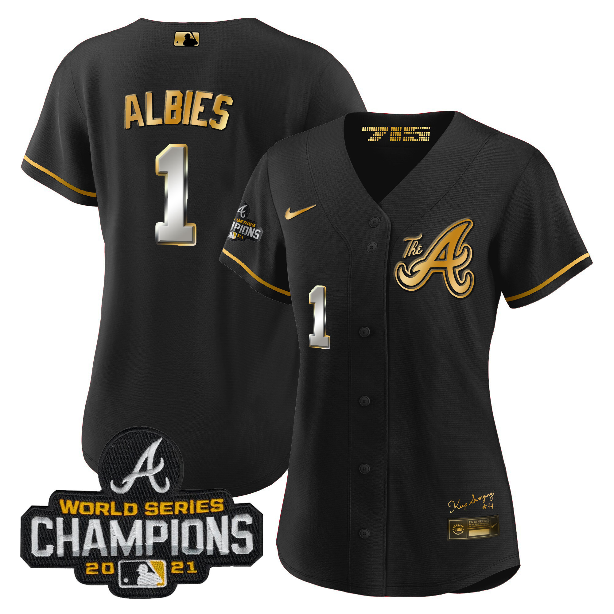 Women's Atlanta Braves Champions City Connect Gold Jersey - All Stitched - Image 16