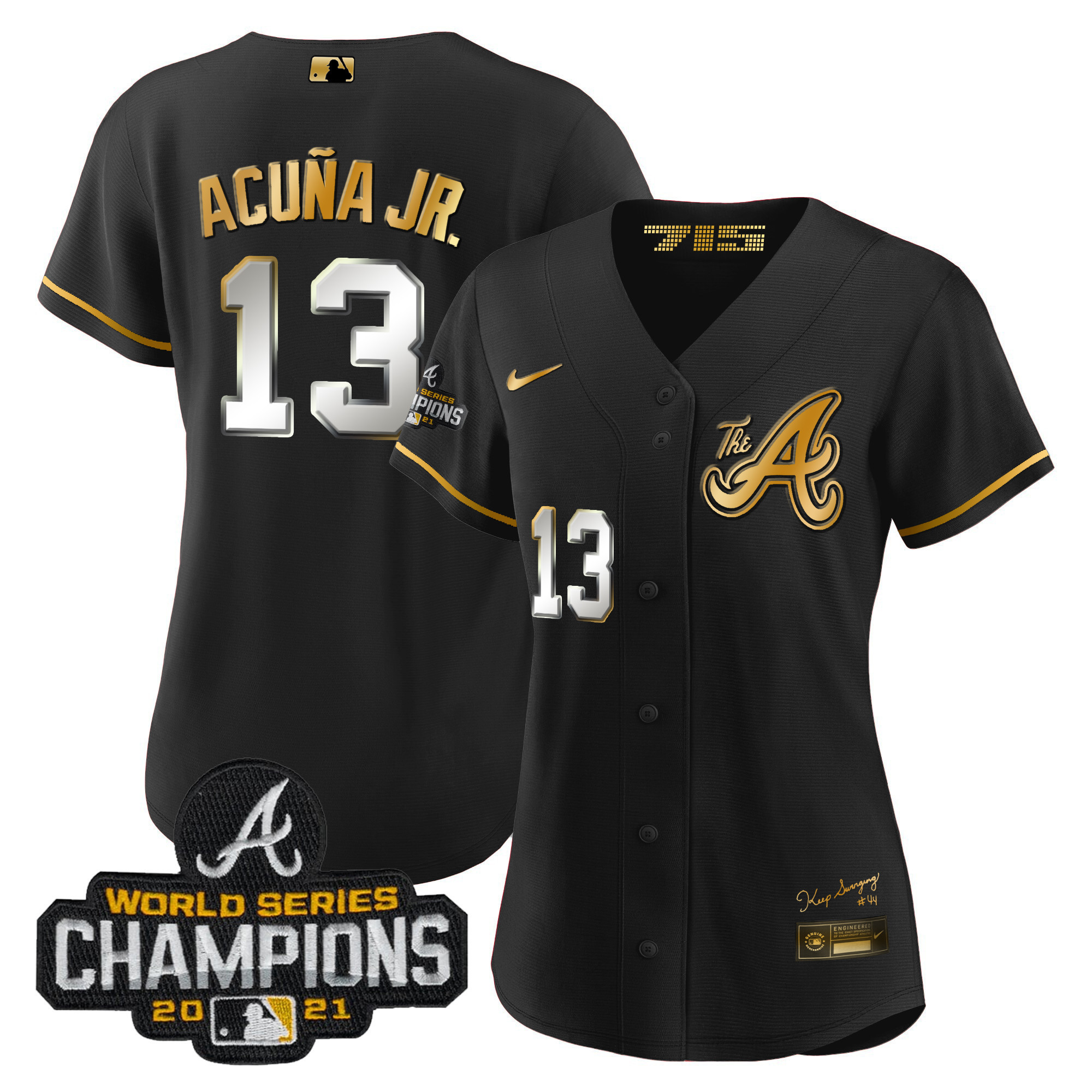 Women's Atlanta Braves Champions City Connect Gold Jersey - All Stitched - Image 11