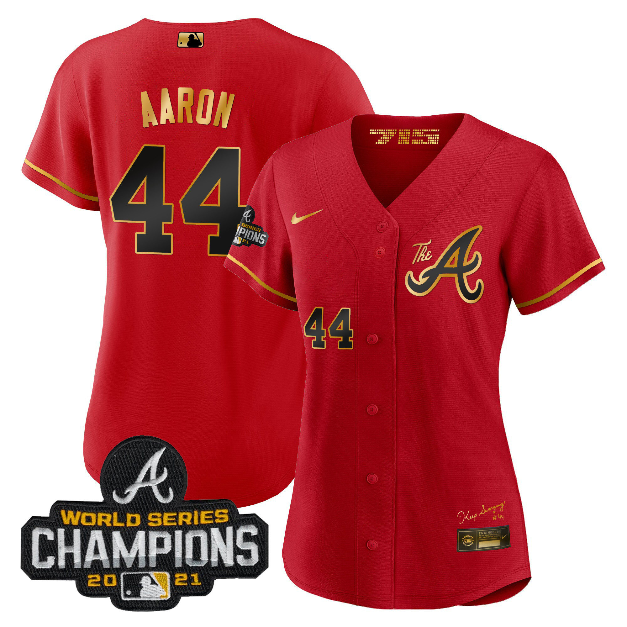 Women's Atlanta Braves Champions City Connect Gold Jersey - All Stitched - Image 28