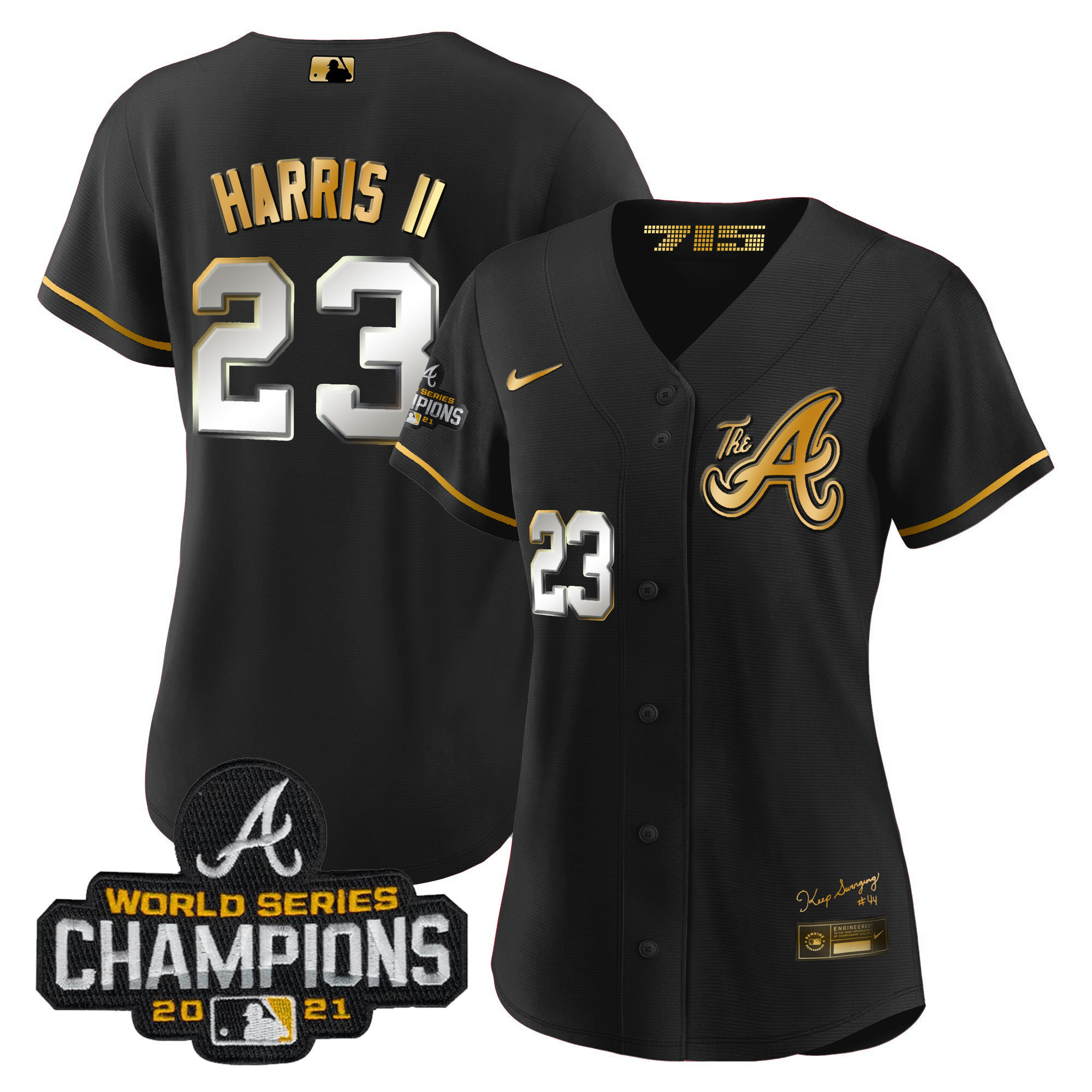 Women's Atlanta Braves Champions City Connect Gold Jersey - All Stitched - Image 14