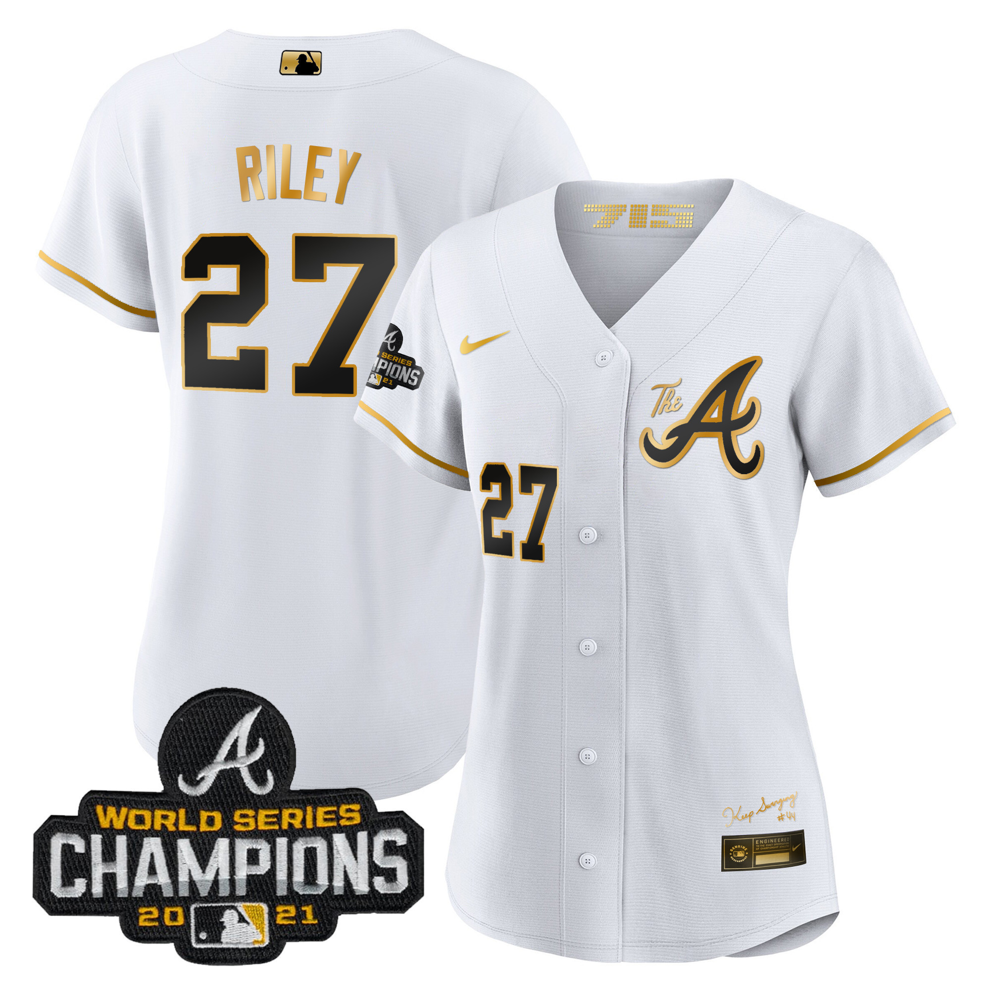 Women's Atlanta Braves Champions City Connect Gold Jersey - All Stitched - Image 3