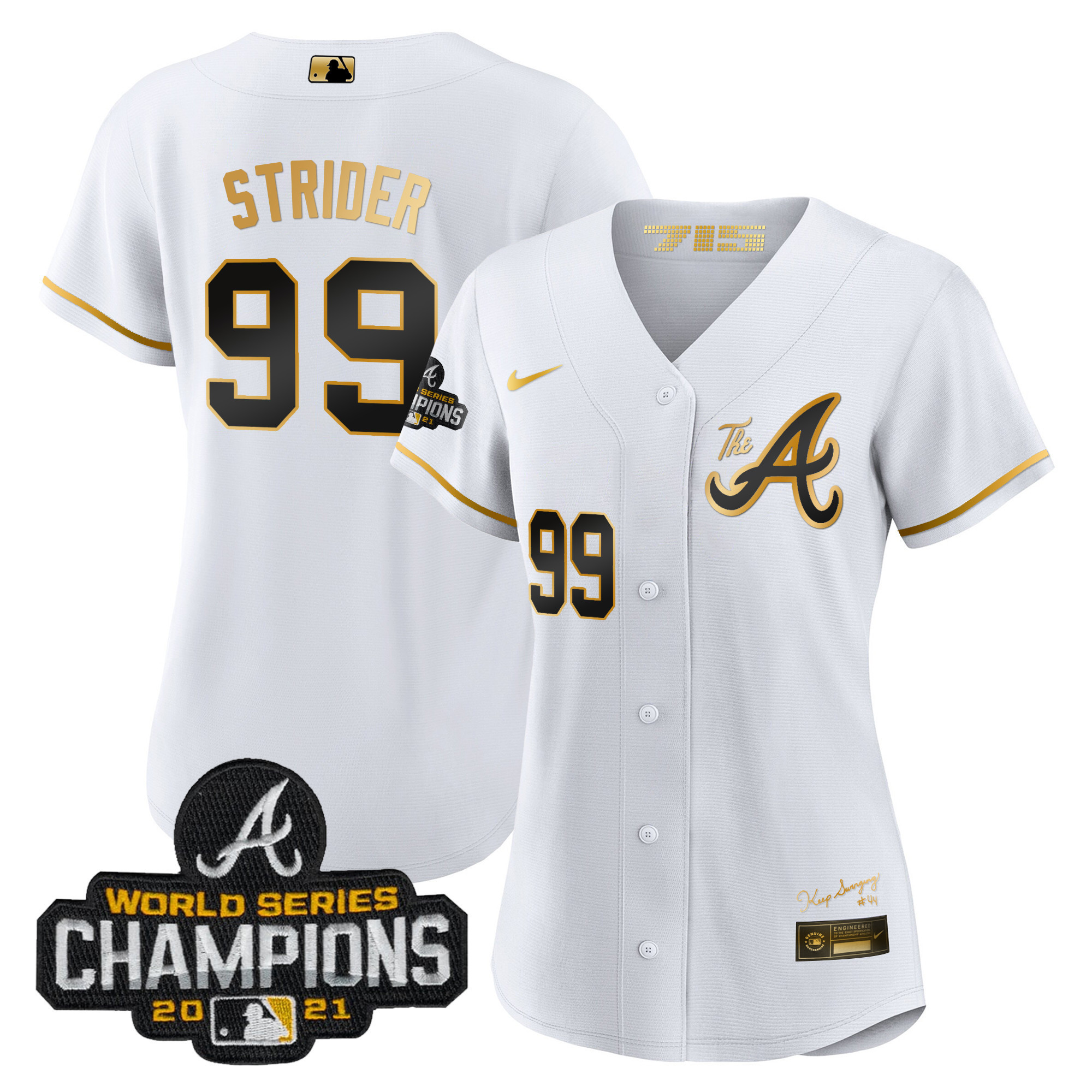 Women's Atlanta Braves Champions City Connect Gold Jersey - All Stitched - Image 9