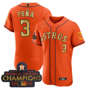 Jeremy Pena Houston Astros Orange Gold Oxy Patch Jersey - All Stitched