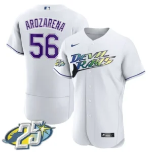 Randy Arozarena Tampa Bay Rays 25th Anniversary White Jersey - All Stitched