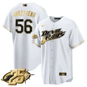 Randy Arozarena Tampa Bay Rays White Gold Jersey - All Stitched