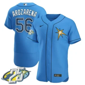 Randy Arozarena Tampa Bay Rays 25th Anniversary Light Blue Jersey - All Stitched