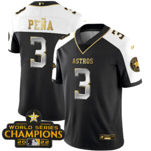 Houston Astros 2023 Champions Patch Vapor Gold Jersey - All Stitched