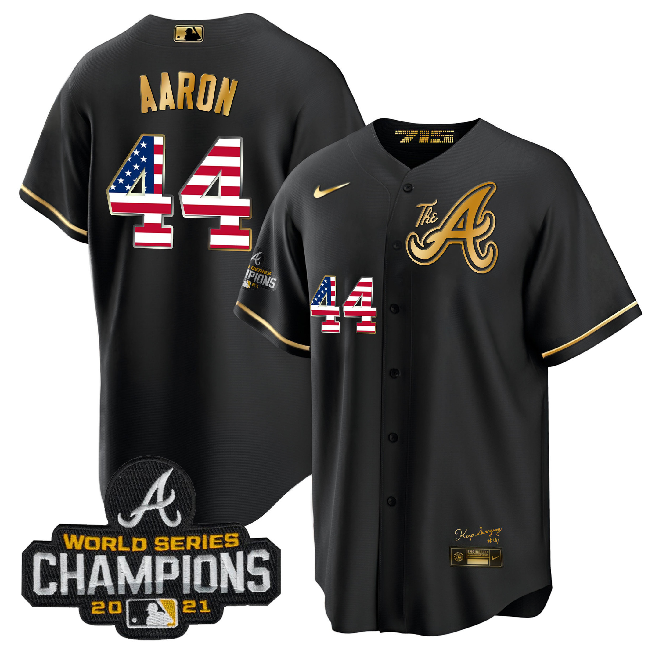 Men's Atlanta Braves The A Gold Flag Cool Base Jersey - All Stitched - Image 28