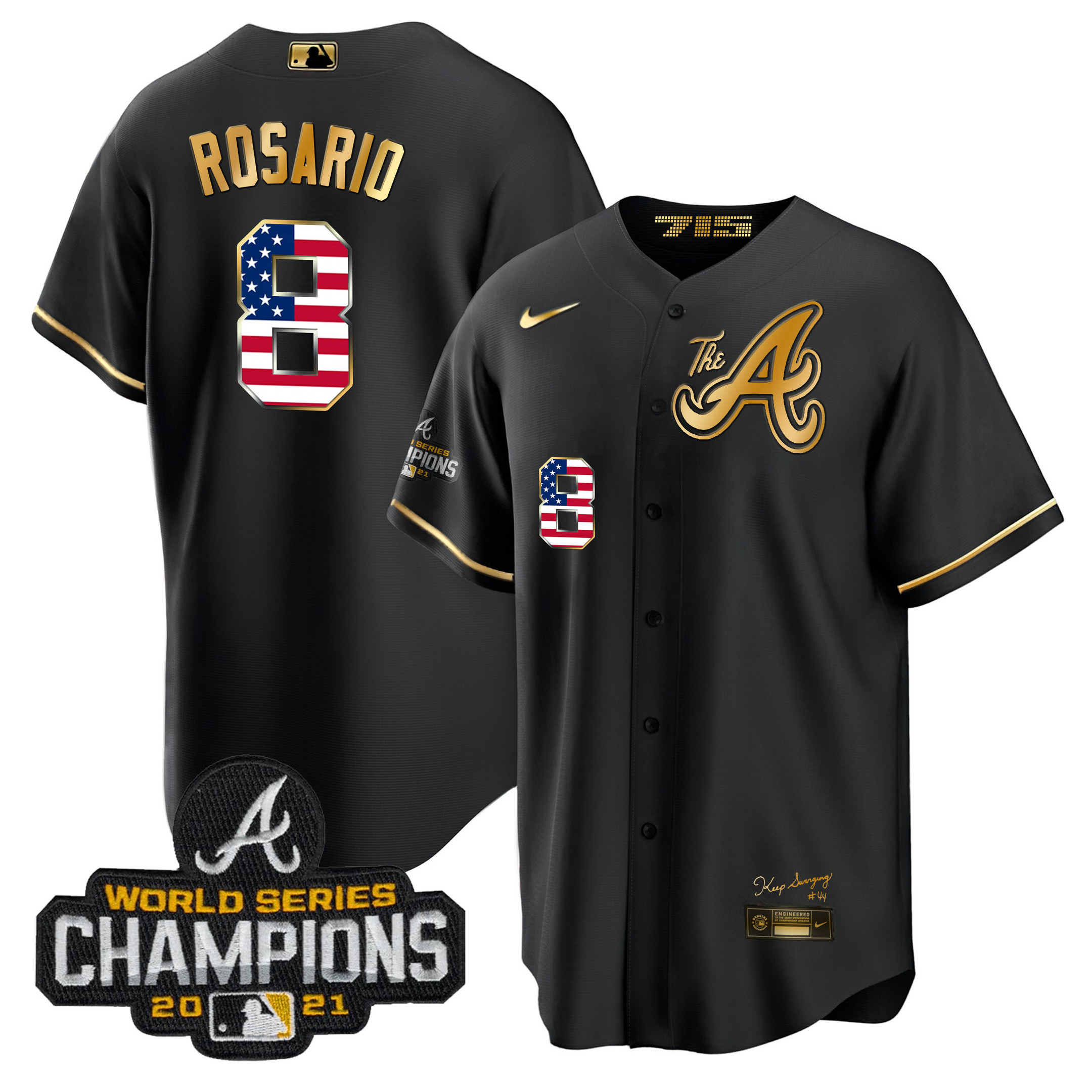 Men's Atlanta Braves The A Gold Flag Cool Base Jersey - All Stitched - Image 27
