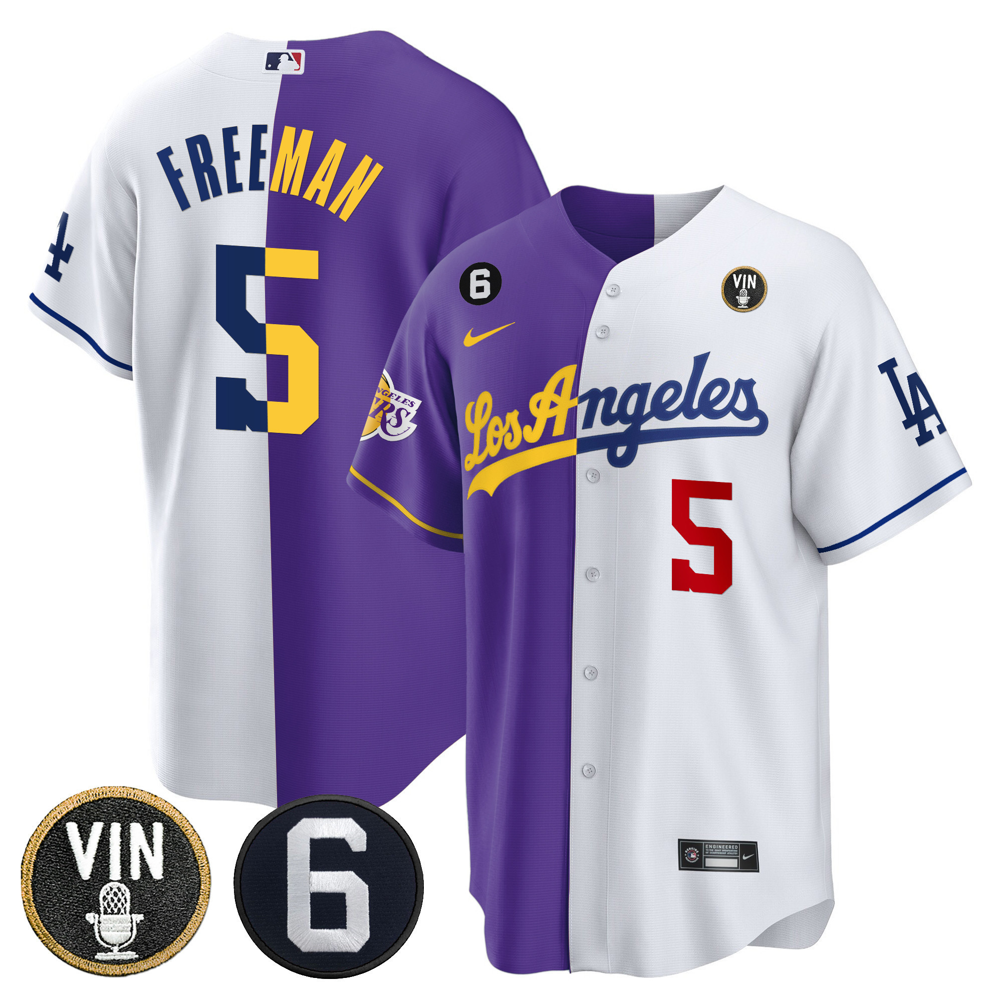 Men's Split Dodgers - Lakers Cool Base Jersey - All Stitched - Image 18
