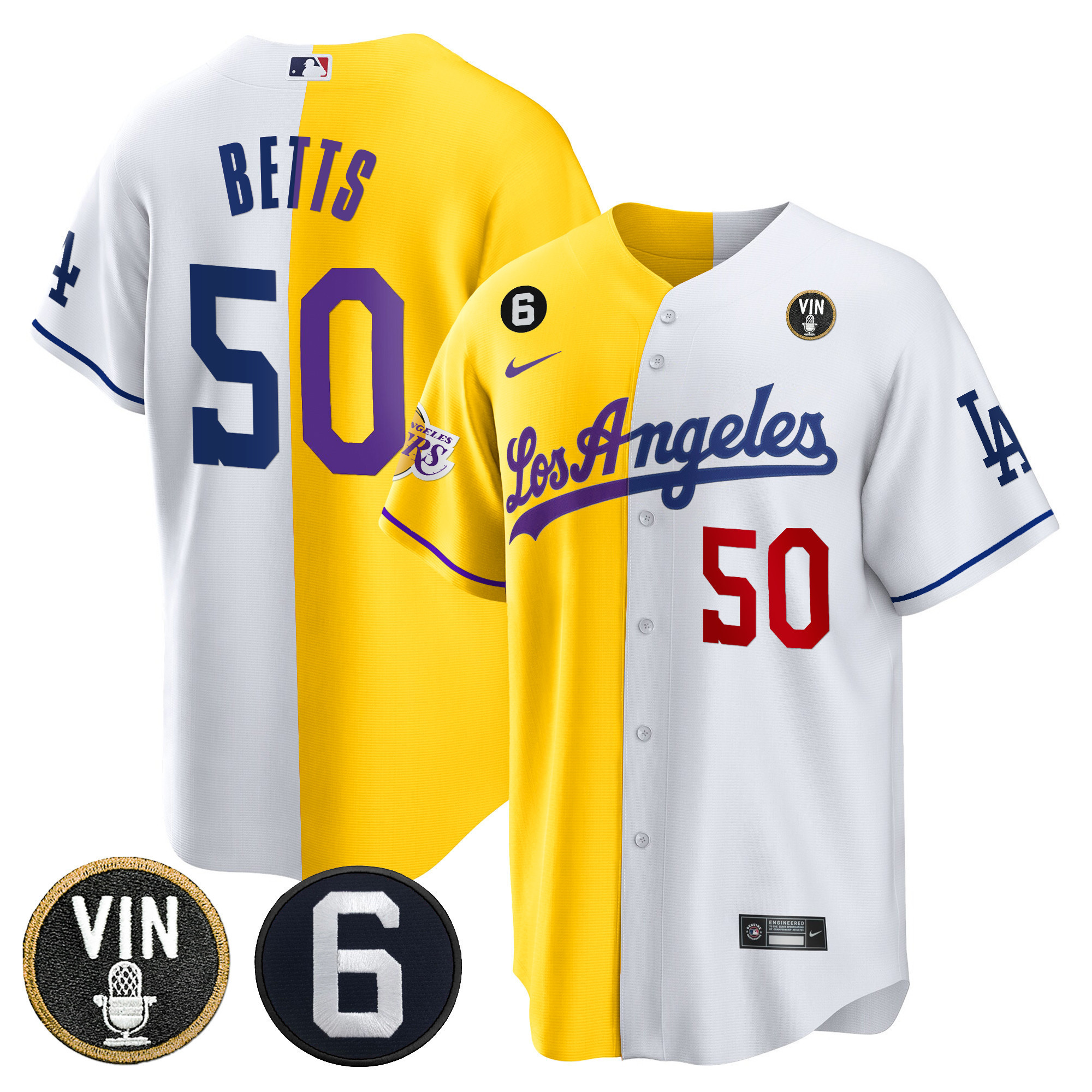 Men's Split Dodgers - Lakers Cool Base Jersey - All Stitched - Image 11
