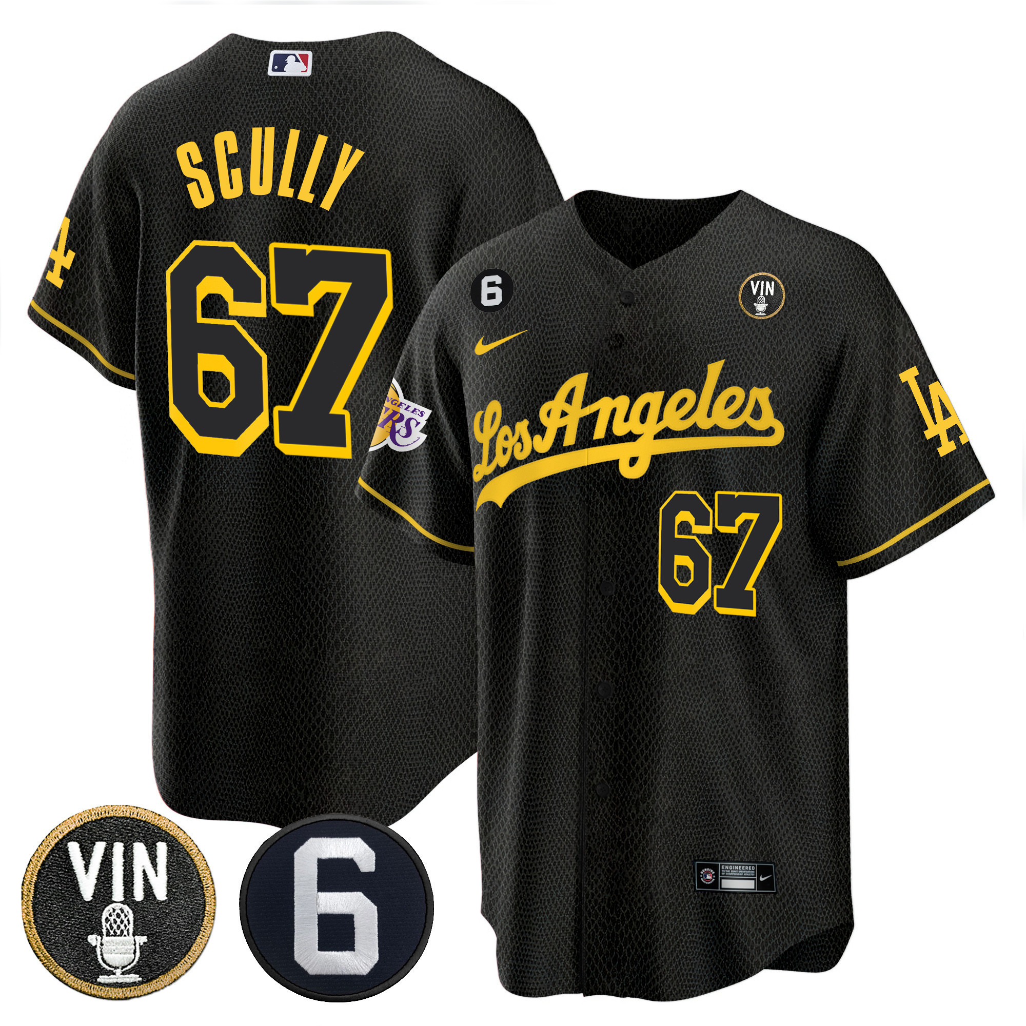 Men's Split Dodgers - Lakers Cool Base Jersey - All Stitched - Image 31