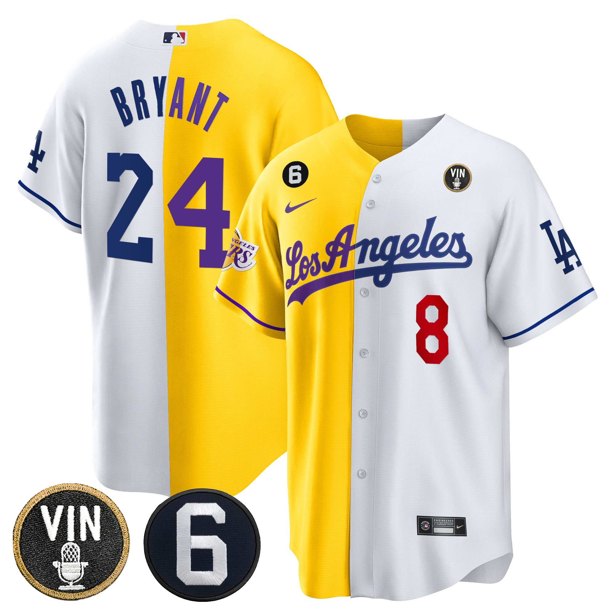 Men's Split Dodgers - Lakers Cool Base Jersey - All Stitched - Image 9
