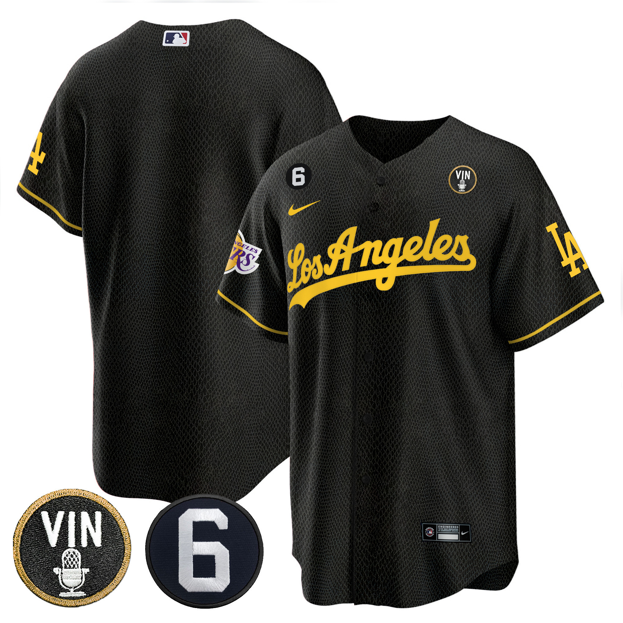 Men's Split Dodgers - Lakers Cool Base Jersey - All Stitched - Image 32