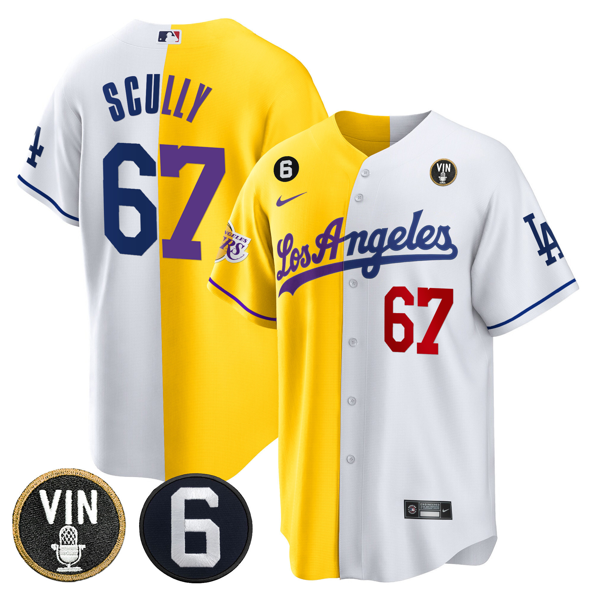 Men's Split Dodgers - Lakers Cool Base Jersey - All Stitched - Image 15