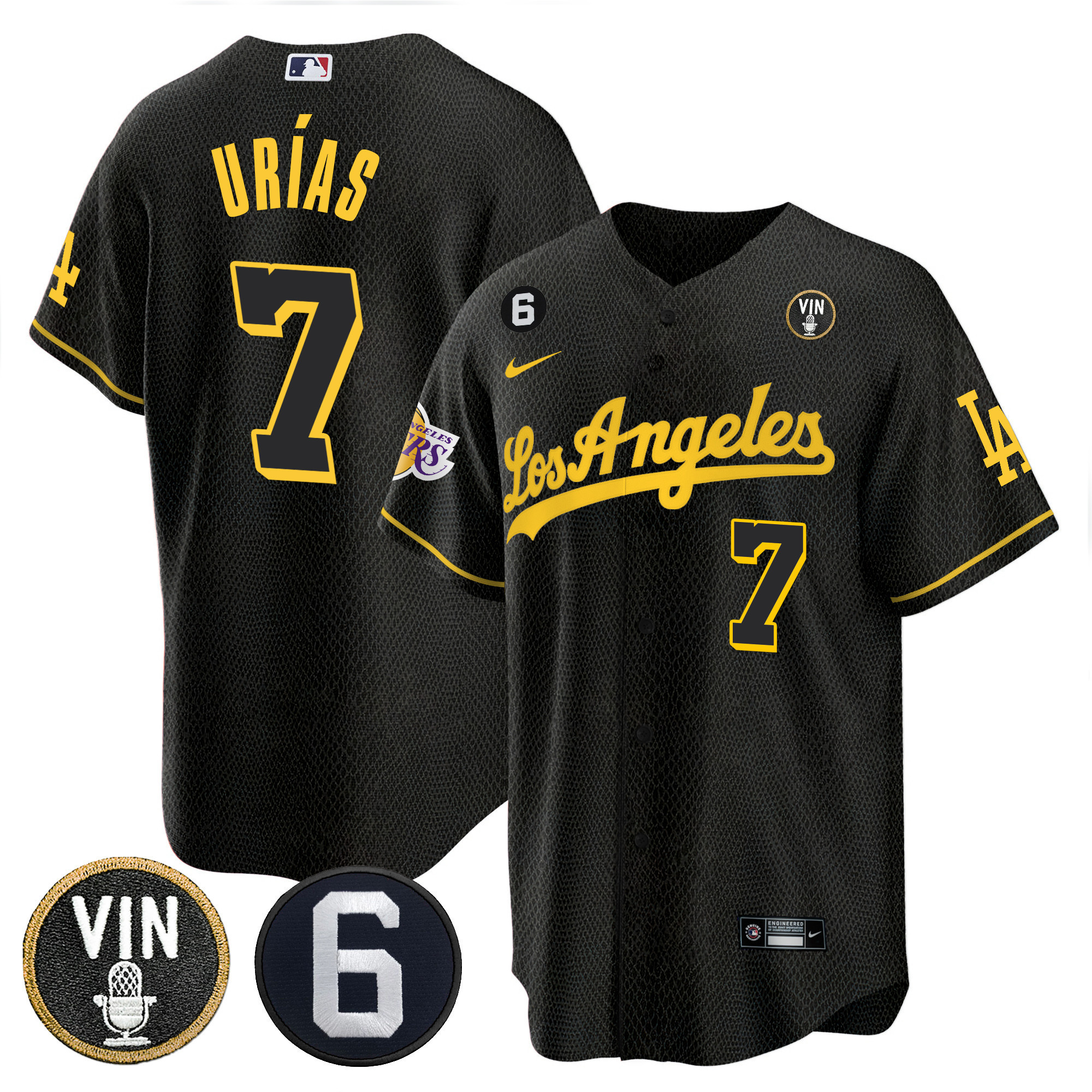 Men's Split Dodgers - Lakers Cool Base Jersey - All Stitched - Image 30
