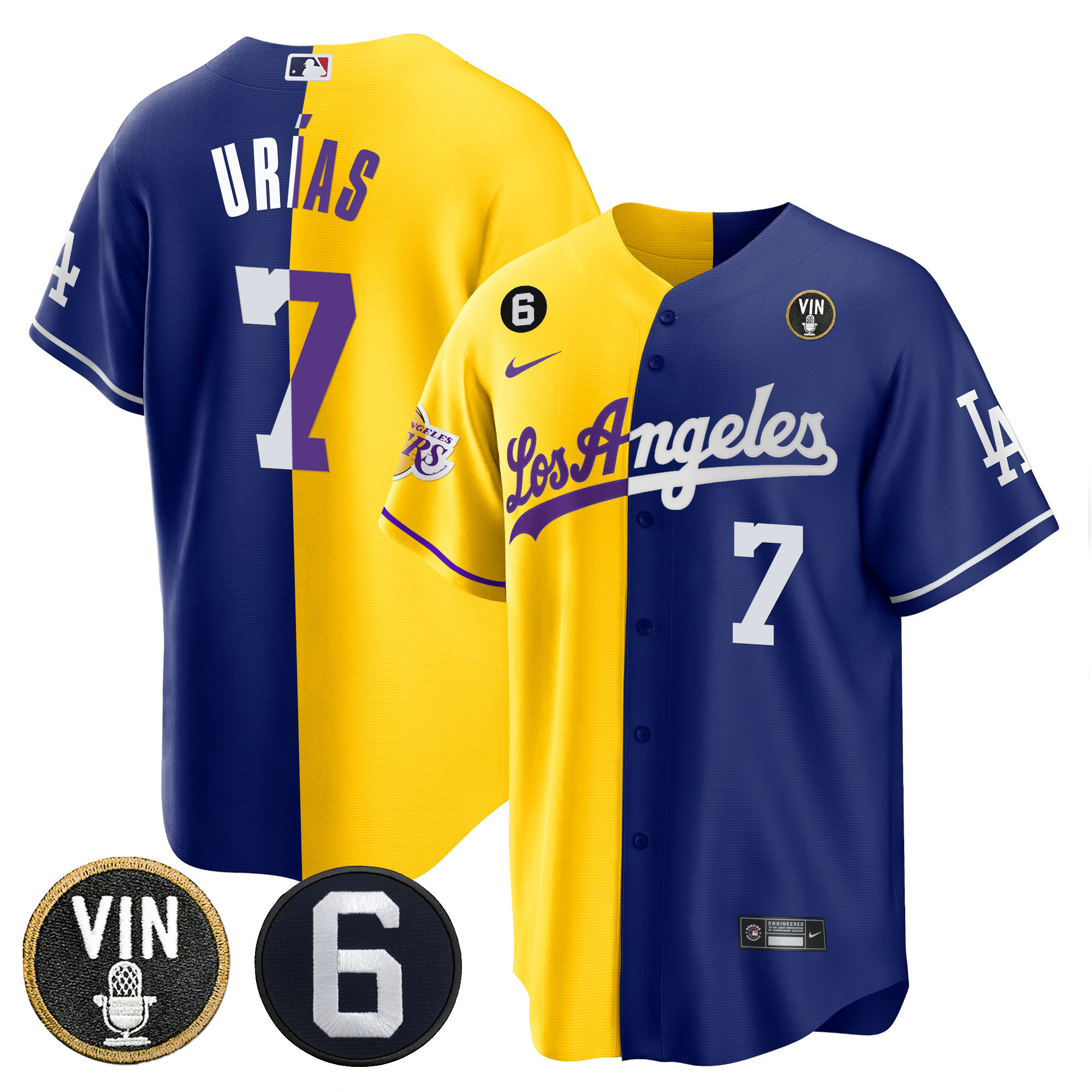 Men's Split Dodgers - Lakers Cool Base Jersey - All Stitched - Image 6