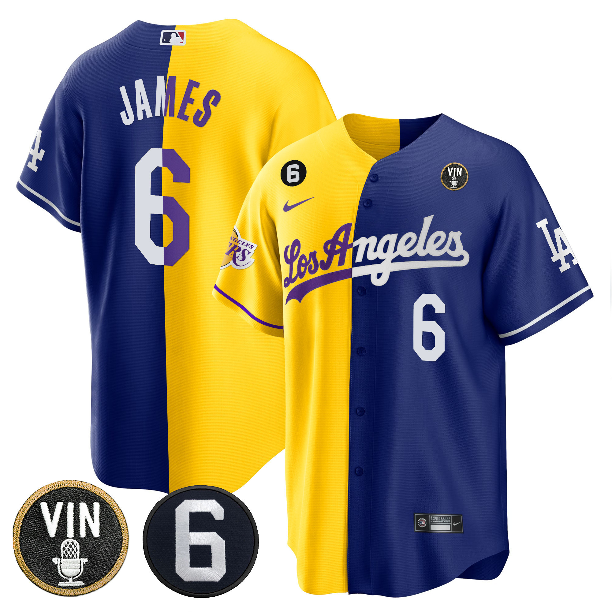 Men's Split Dodgers - Lakers Cool Base Jersey - All Stitched - Image 4