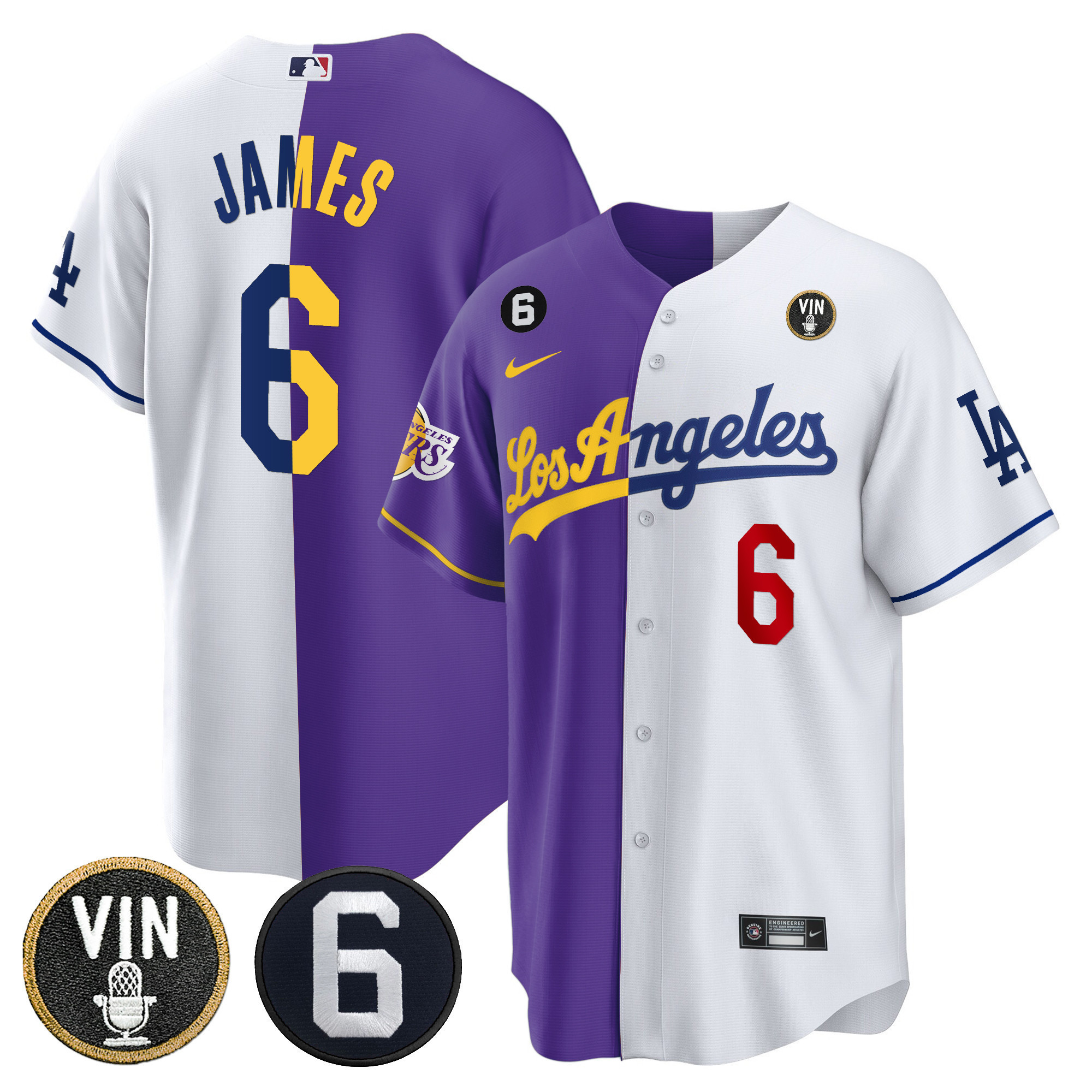Men's Split Dodgers - Lakers Cool Base Jersey - All Stitched - Image 20