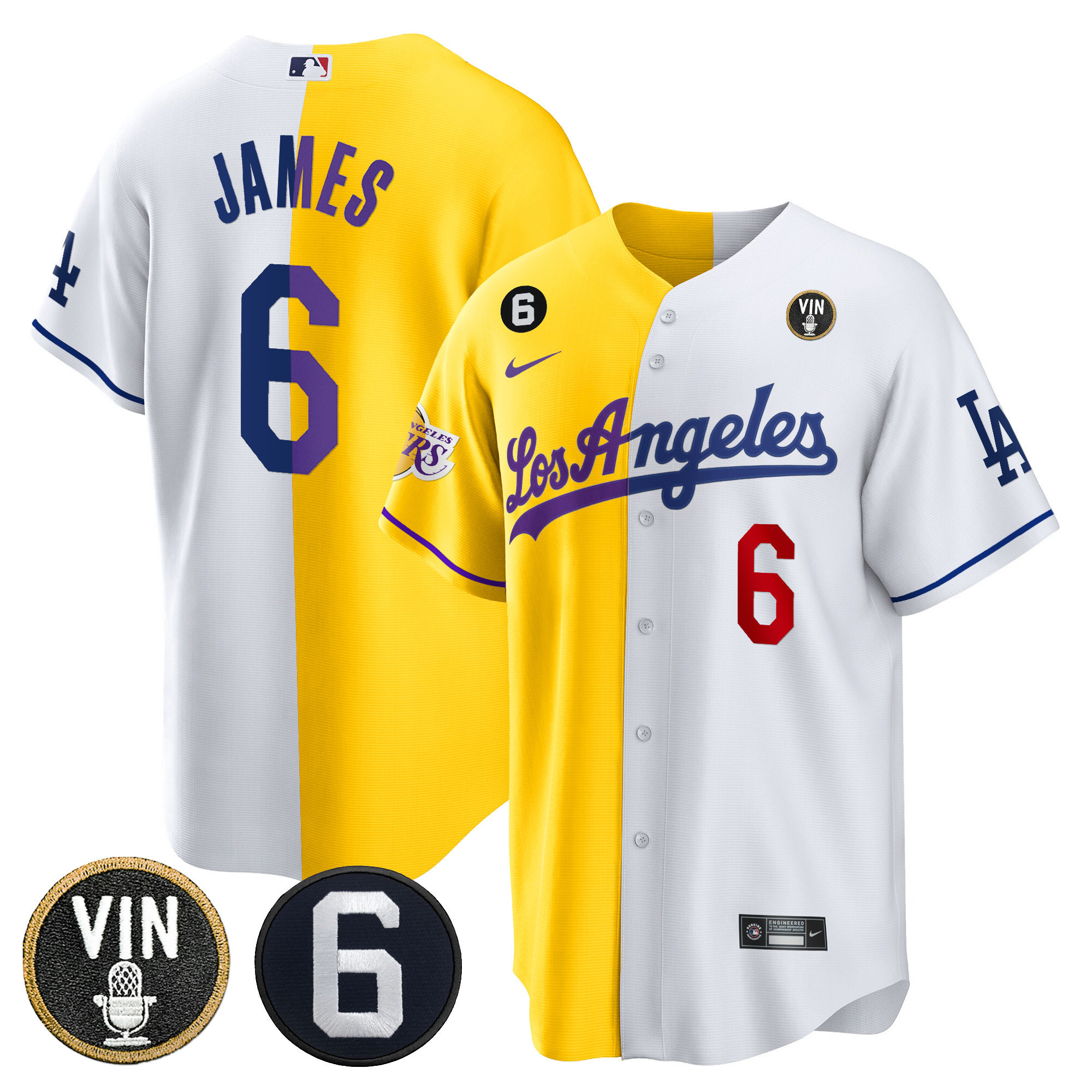 Men's Split Dodgers - Lakers Cool Base Jersey - All Stitched - Image 12