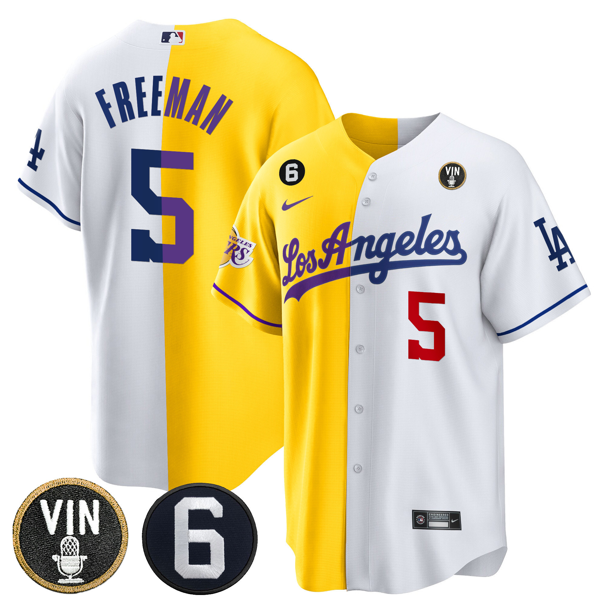Men's Split Dodgers - Lakers Cool Base Jersey - All Stitched - Image 10