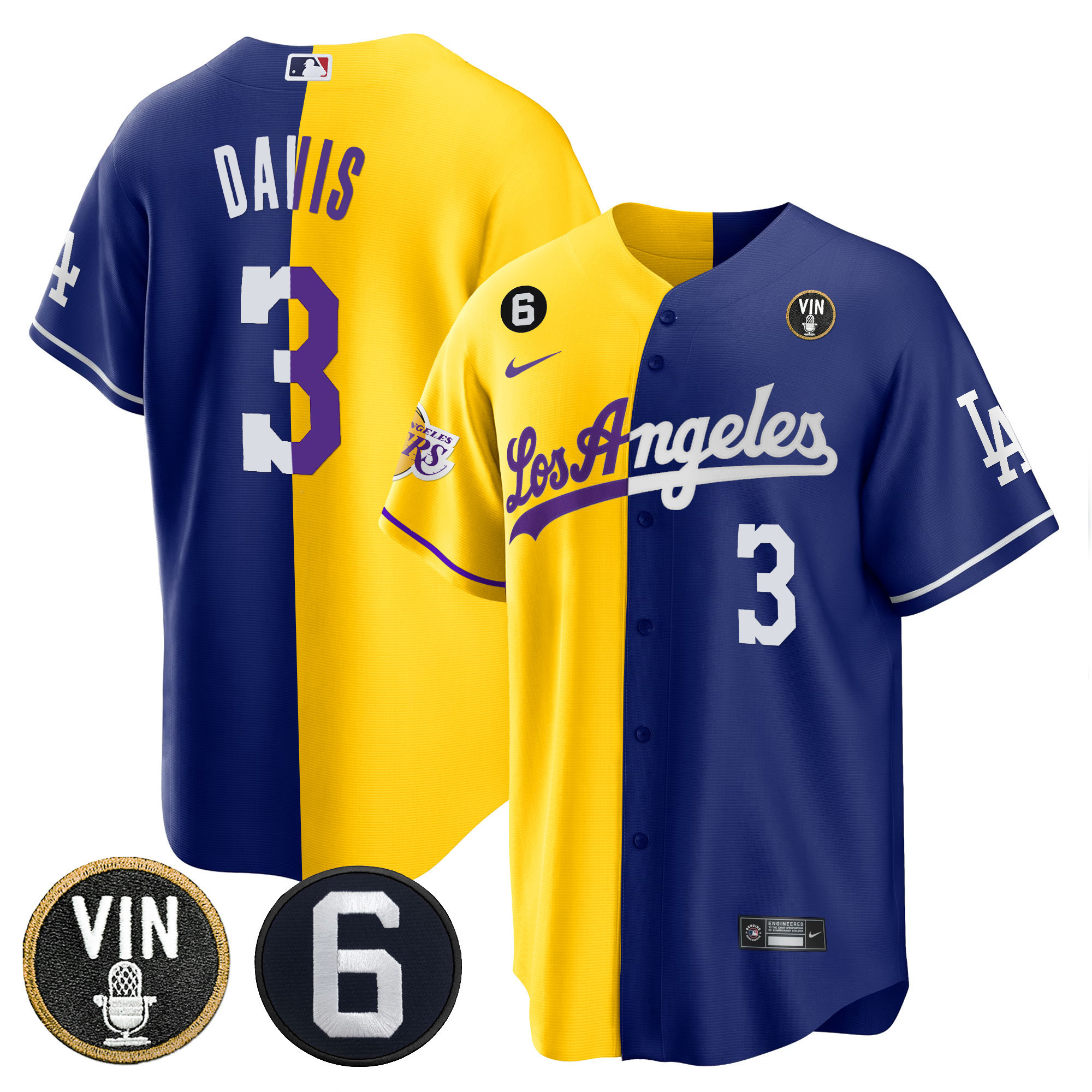 Men's Split Dodgers - Lakers Cool Base Jersey - All Stitched - Image 5