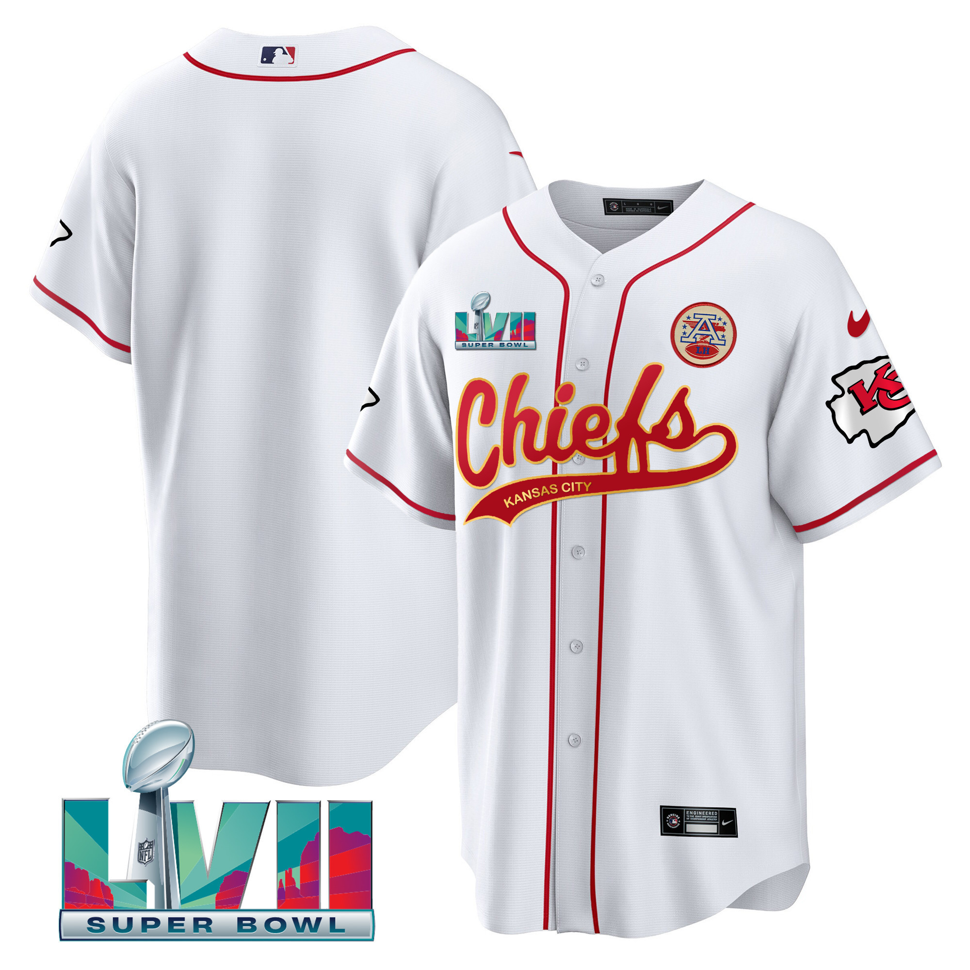 Men's Chiefs Super Bowl LVII Flag Cool Base Jersey - All Stitched - Image 14