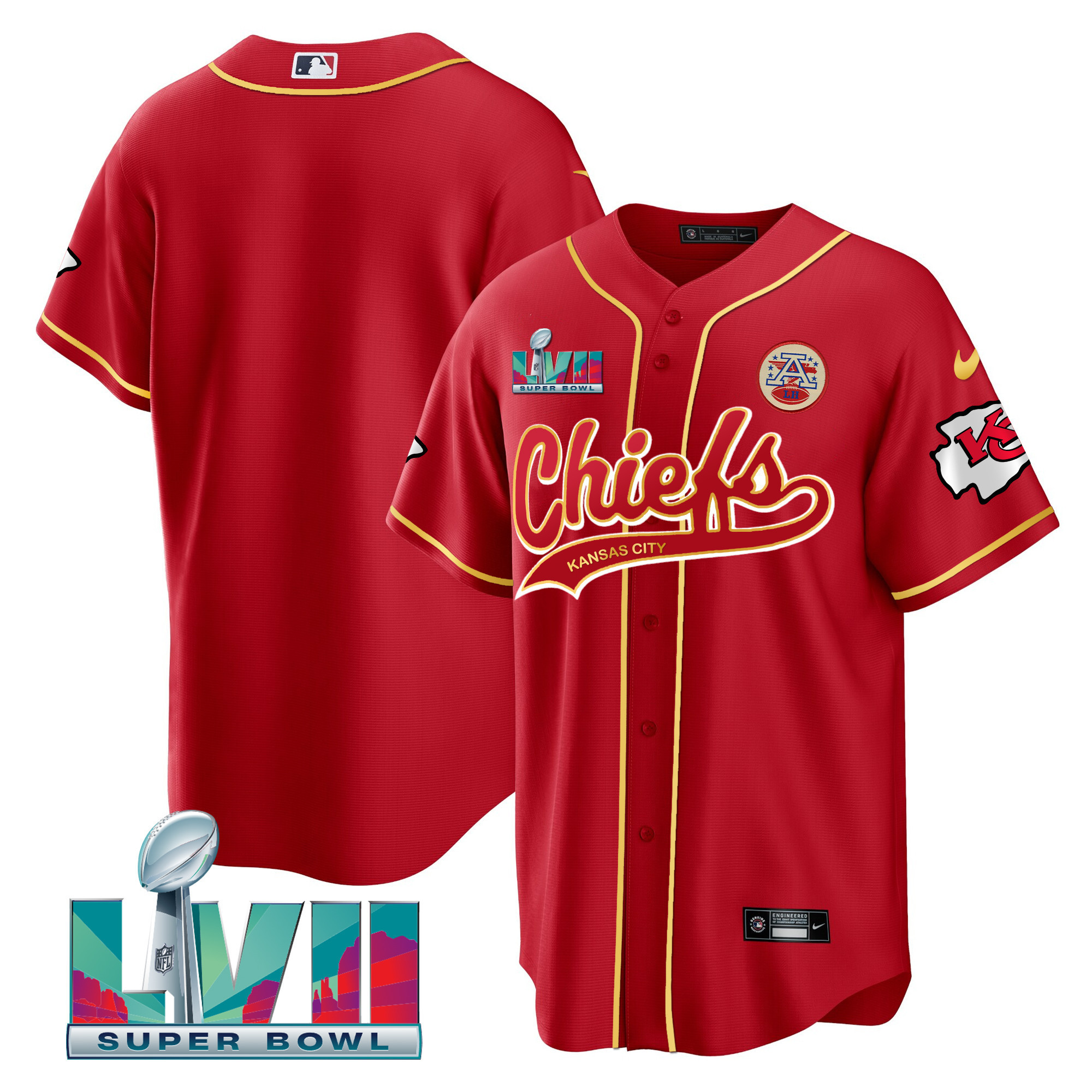 Men's Chiefs Super Bowl LVII Flag Cool Base Jersey - All Stitched - Image 7