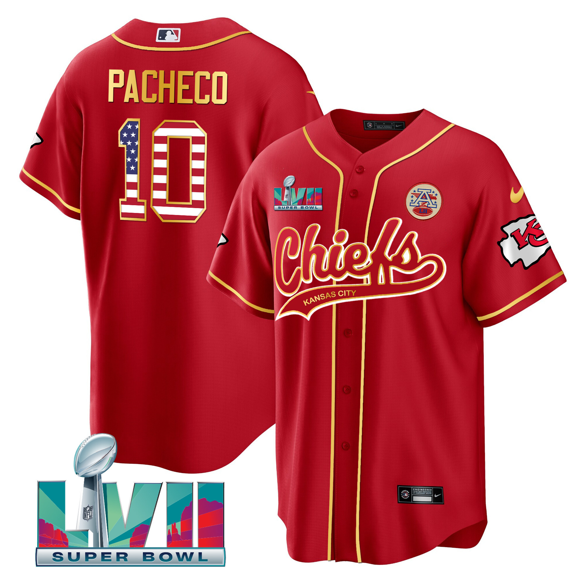 Men's Chiefs Super Bowl LVII Flag Cool Base Jersey - All Stitched - Image 6