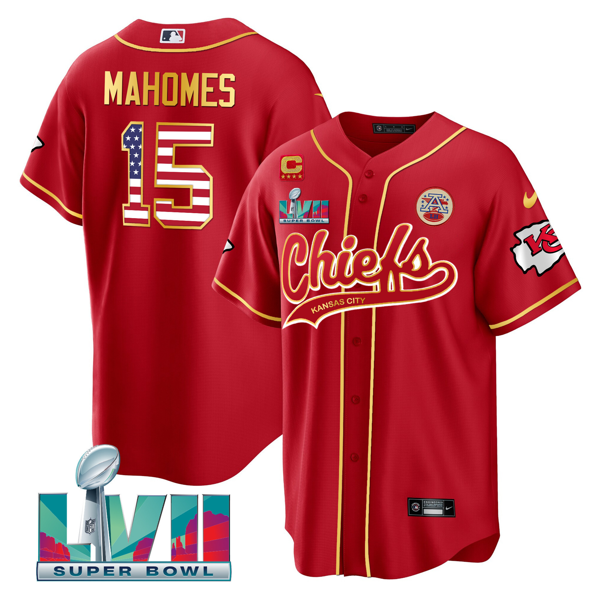 Men's Chiefs Super Bowl LVII Flag Cool Base Jersey - All Stitched