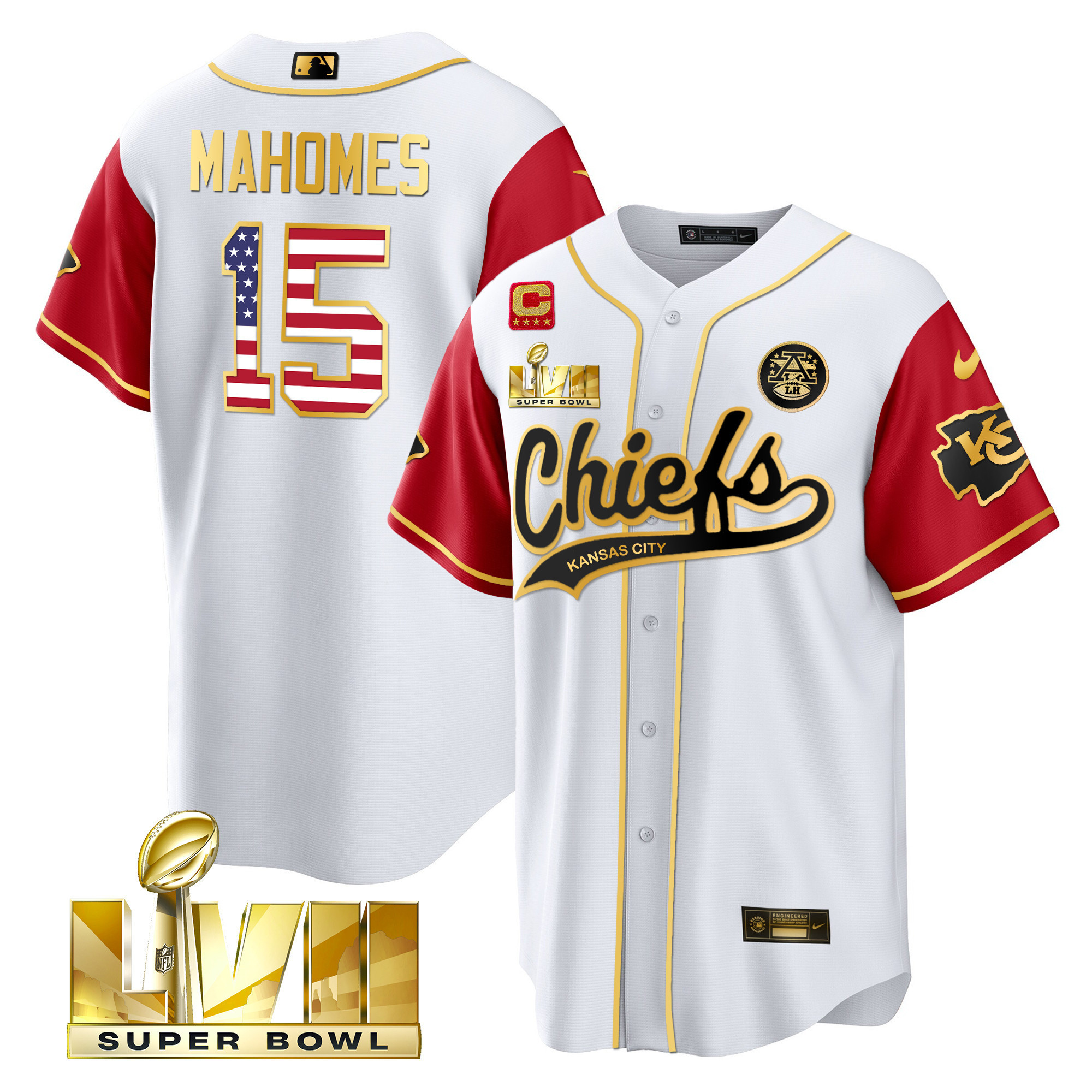 Men's Chiefs Super Bowl LVII Flag Cool Base Jersey - All Stitched - Image 22