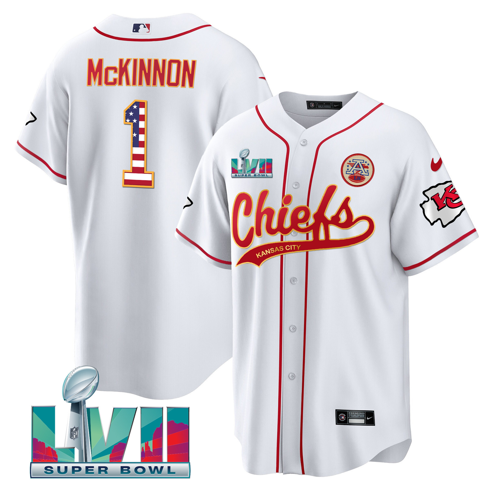 Men's Chiefs Super Bowl LVII Flag Cool Base Jersey - All Stitched - Image 12