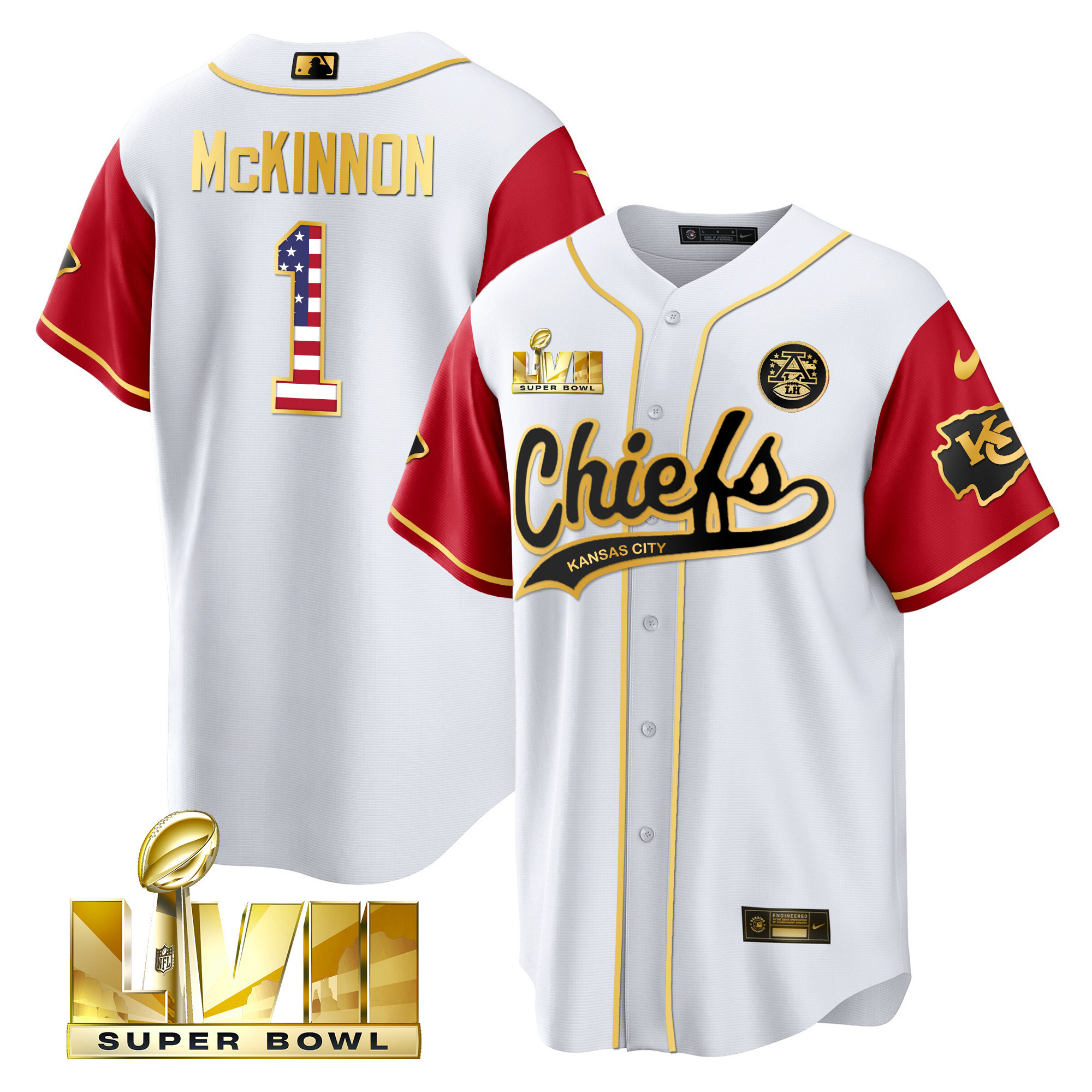 Men's Chiefs Super Bowl LVII Flag Cool Base Jersey - All Stitched - Image 26