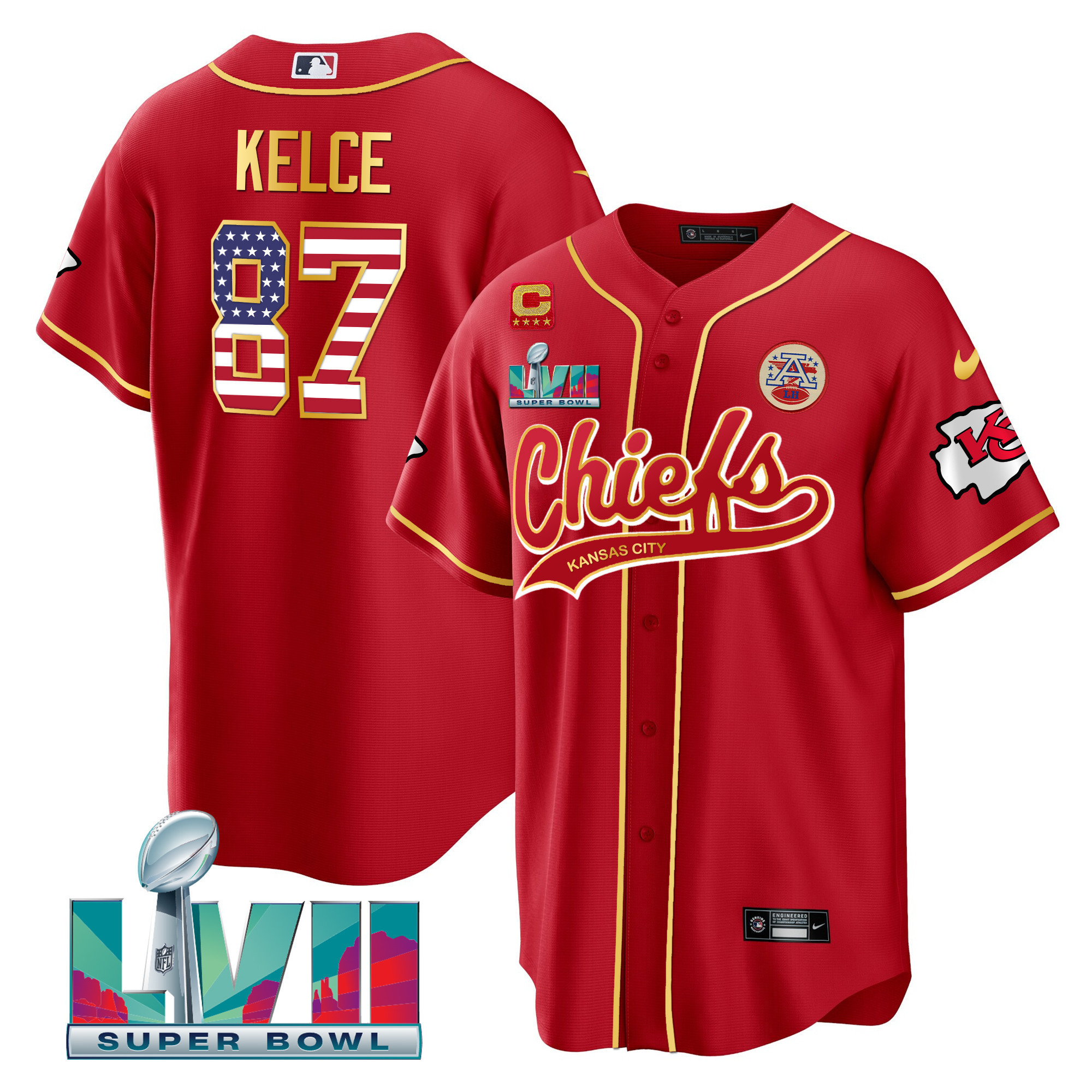 Men's Chiefs Super Bowl LVII Flag Cool Base Jersey - All Stitched - Image 2