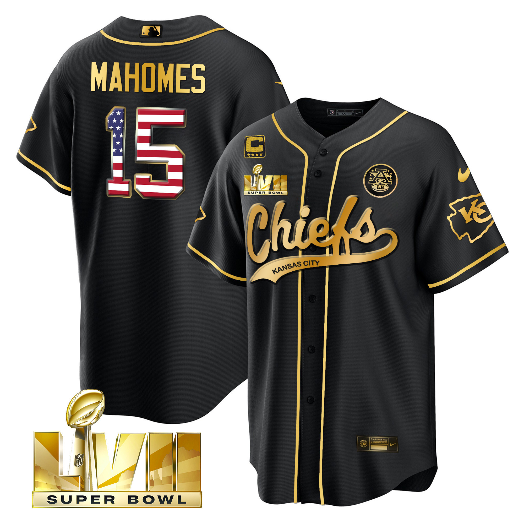 Men's Chiefs Super Bowl LVII Flag Cool Base Jersey - All Stitched - Image 15