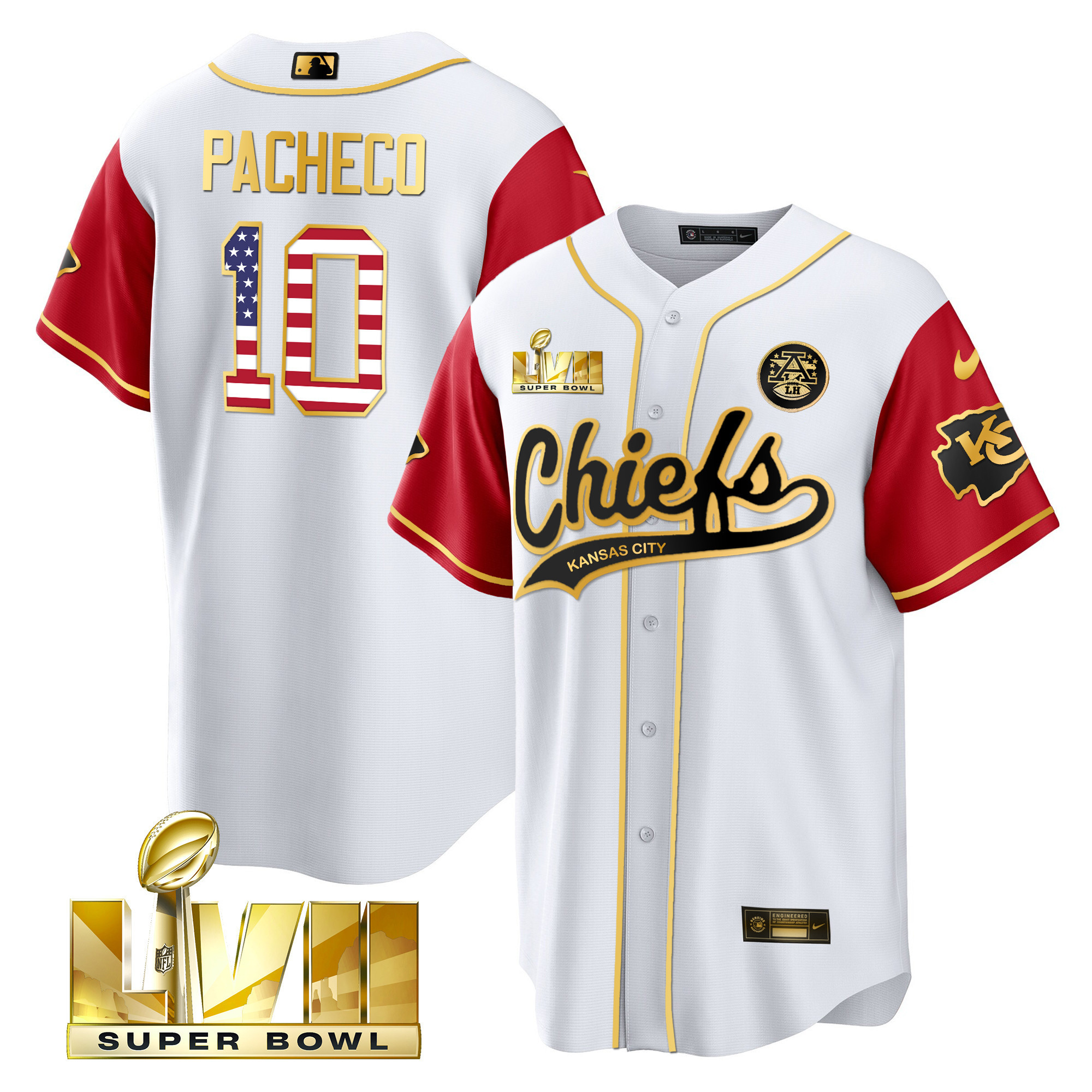 Men's Chiefs Super Bowl LVII Flag Cool Base Jersey - All Stitched - Image 27