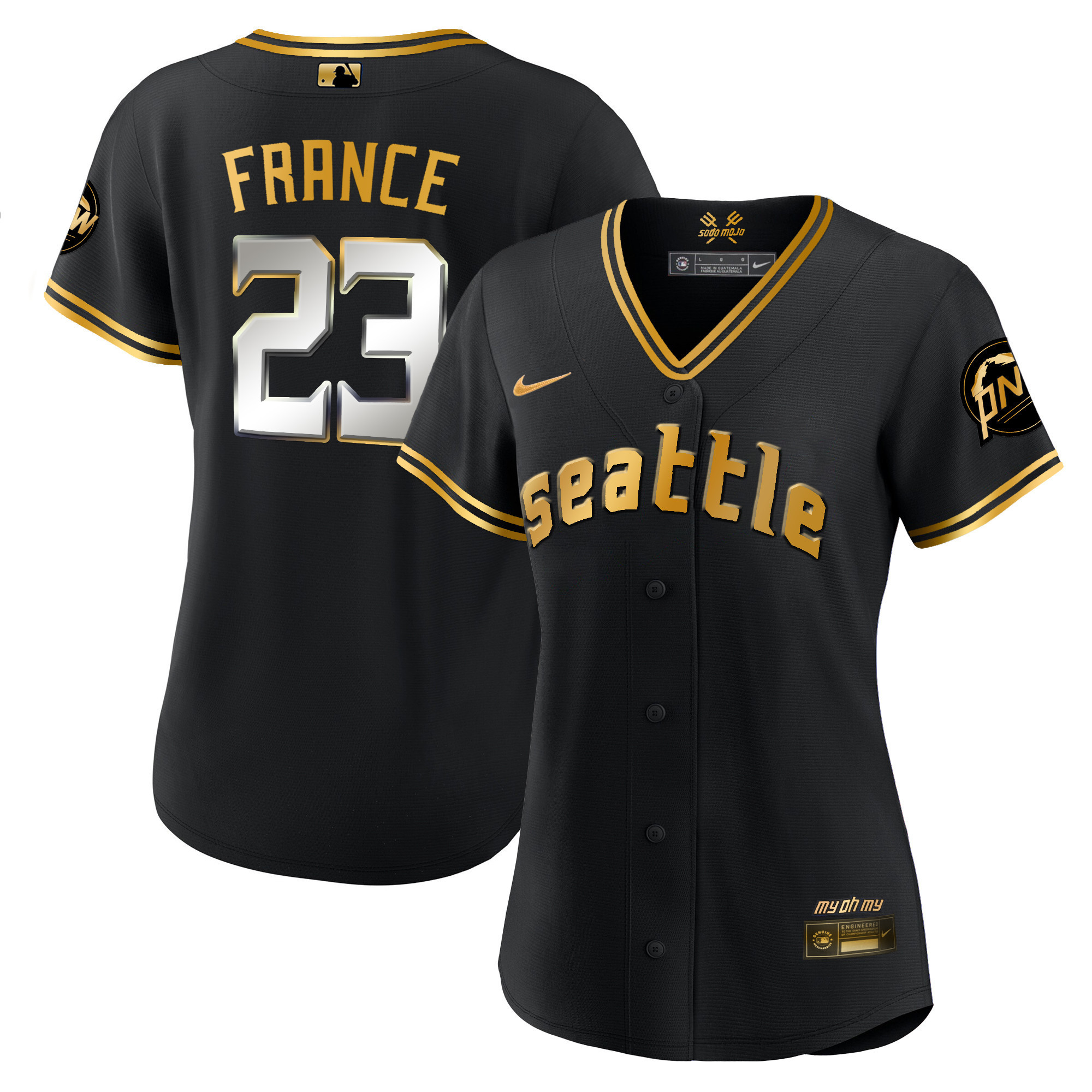Women's Seattle Mariners 2023 City Connect Gold Jersey - All Stitched - Image 10