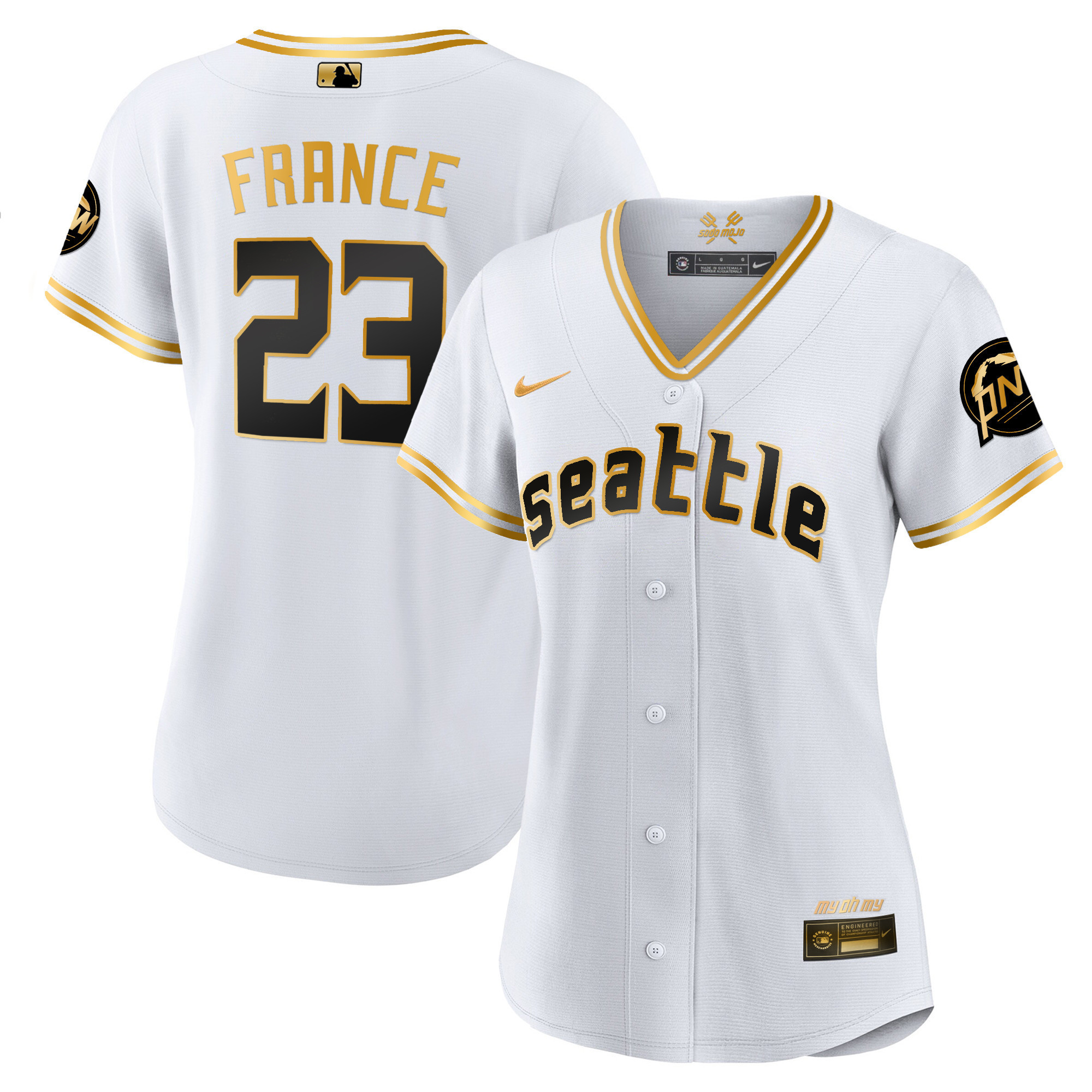 Women's Seattle Mariners 2023 City Connect Gold Jersey - All Stitched - Image 2