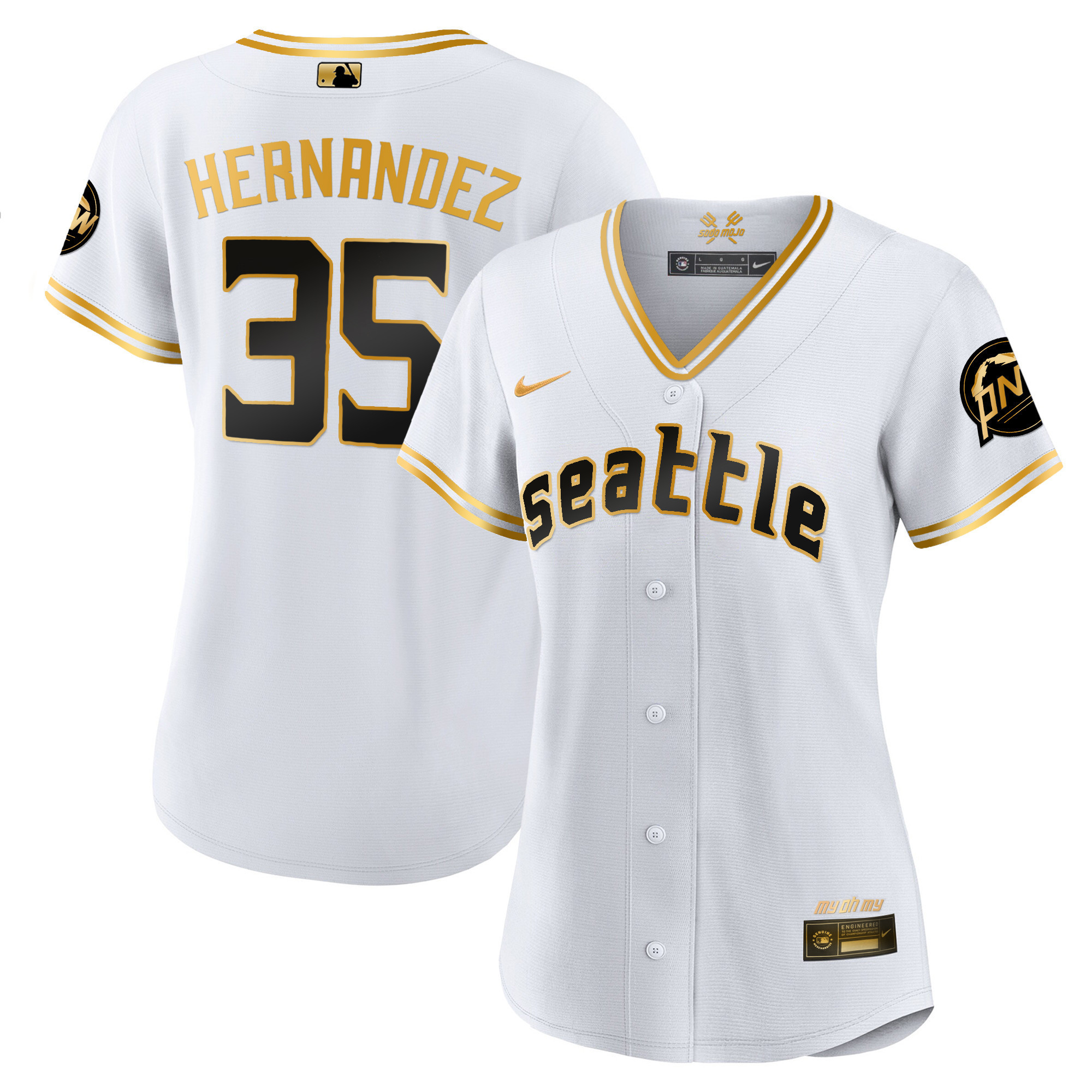 Women's Seattle Mariners 2023 City Connect Gold Jersey - All Stitched - Image 3