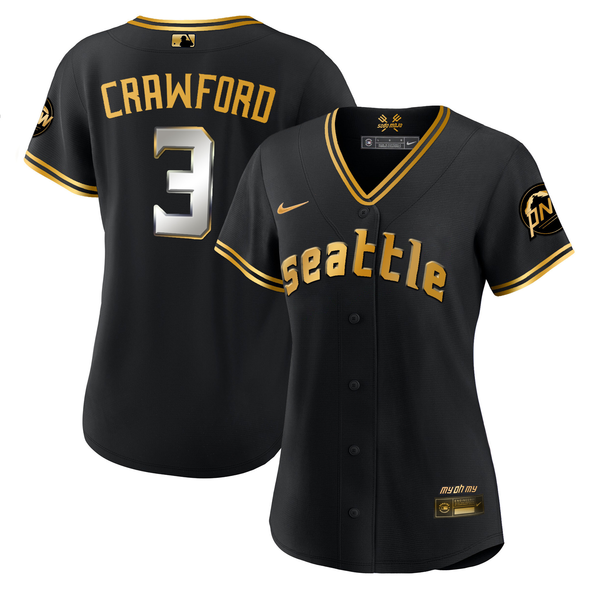 Women's Seattle Mariners 2023 City Connect Gold Jersey - All Stitched - Image 15